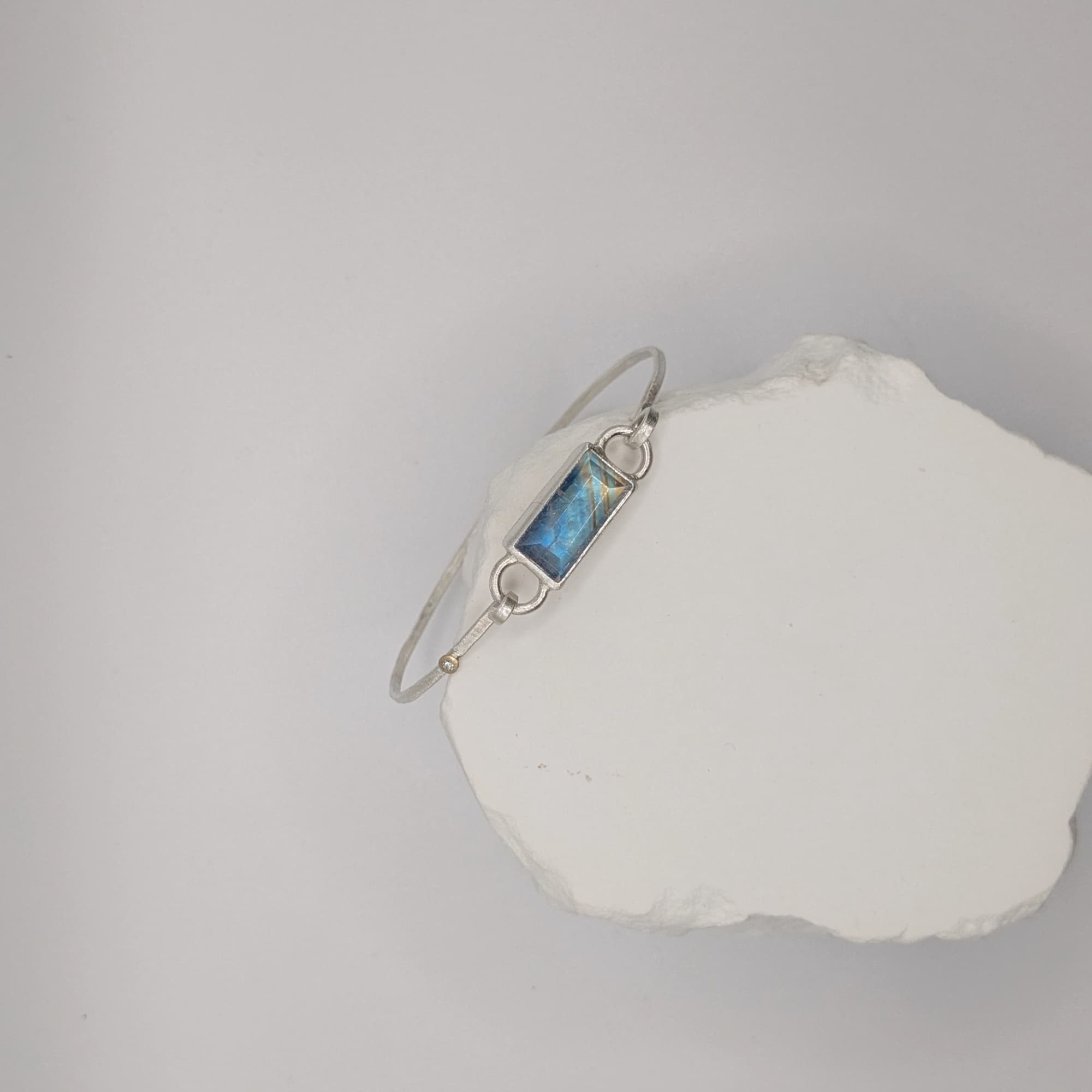 Handmade Moonstone + Diamond bracelet in 14k gold or silver