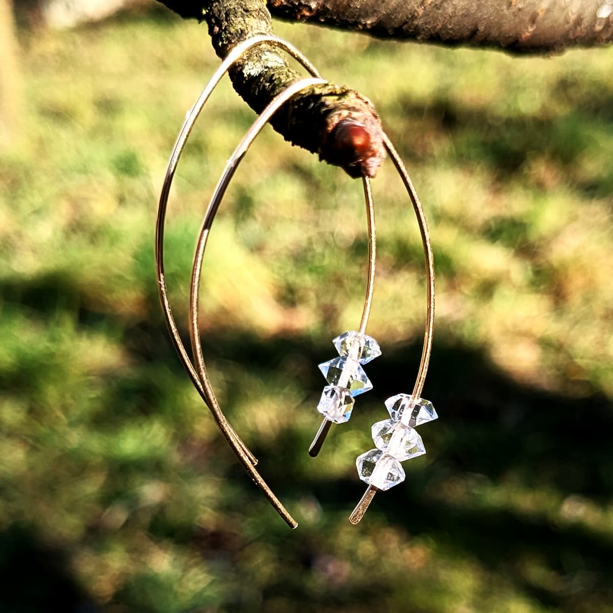 Herkimer Diamond Earrings Gold 14k 18k Handmade