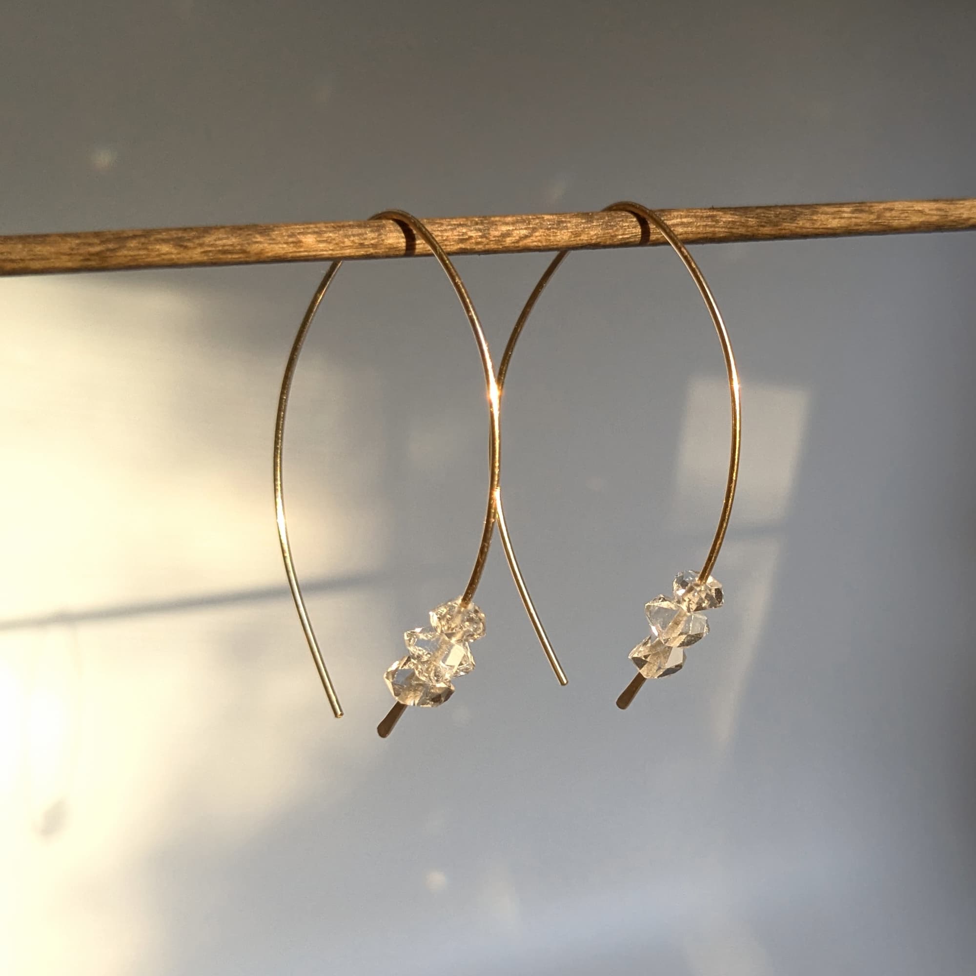 Herkimer Diamond Earrings Gold 14k 18k Handmade