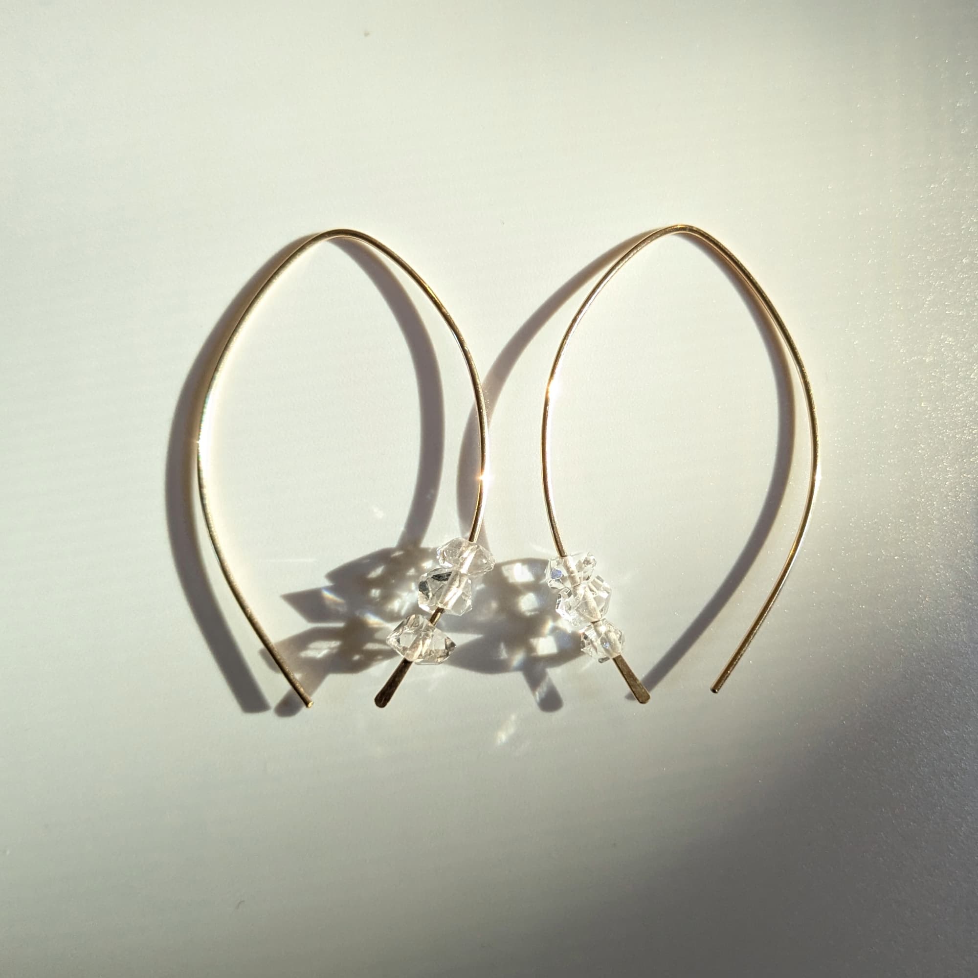 Herkimer Diamond Earrings Gold 14k 18k Handmade