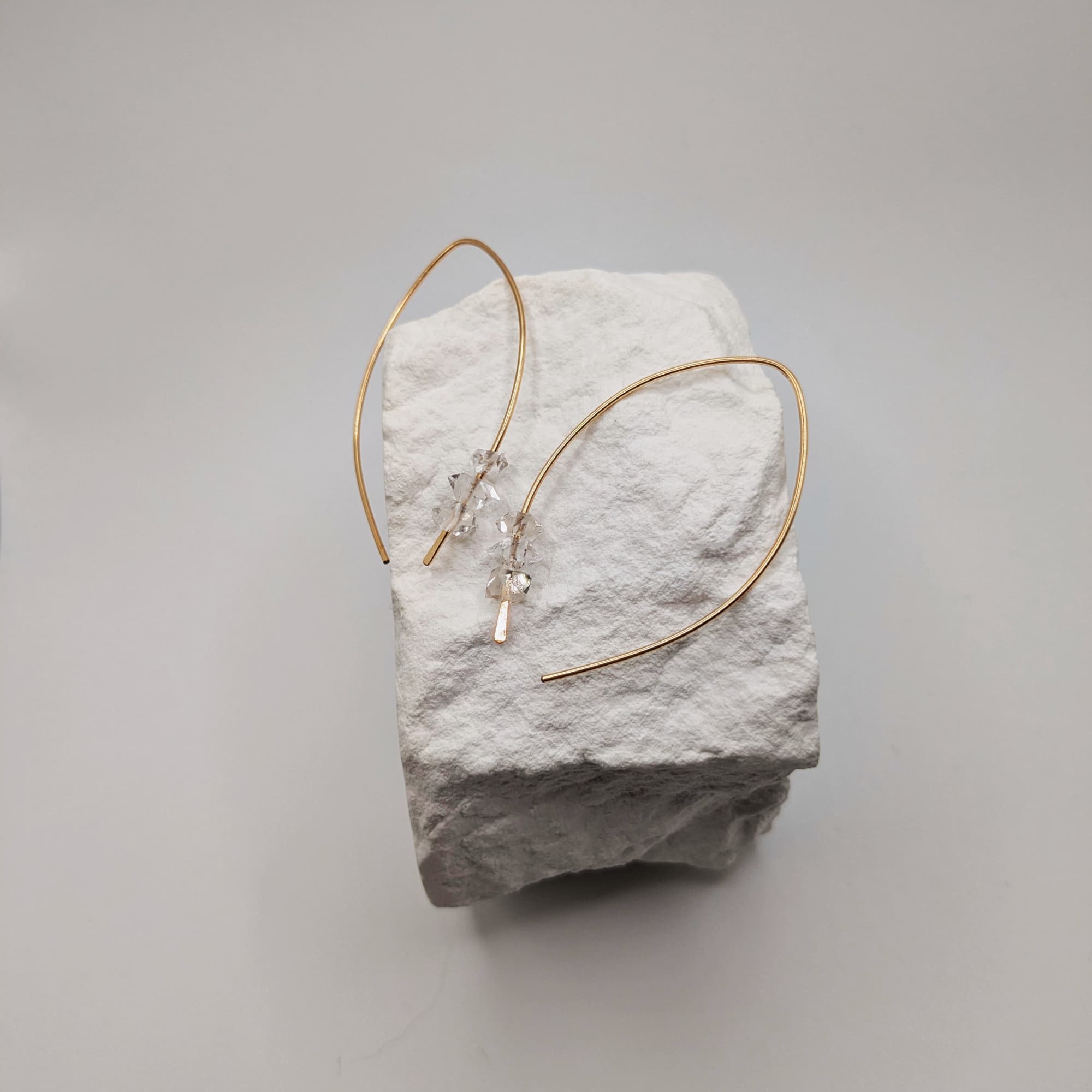 Herkimer Diamond Earrings Gold 14k 18k Handmade