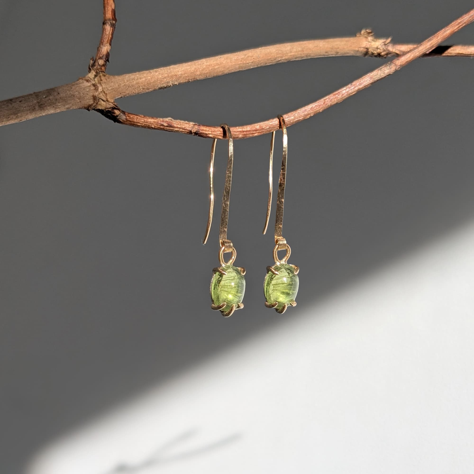 Tourmaline Earrings Gold Silver Handmade