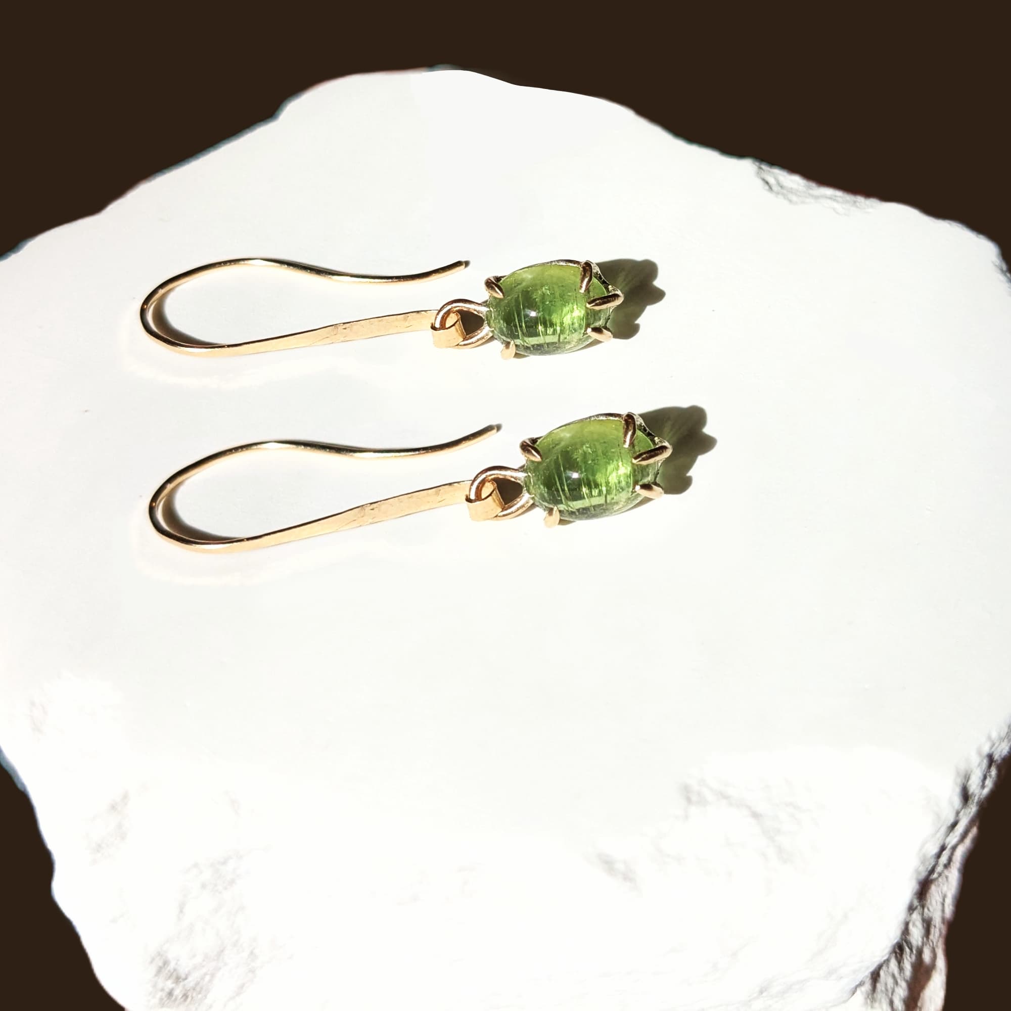 Tourmaline Earrings Gold Silver Handmade