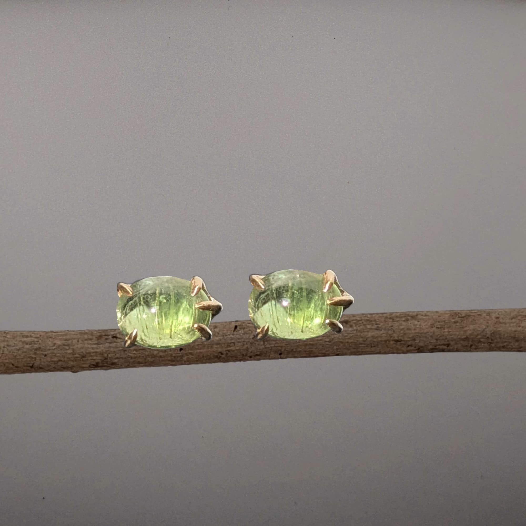 Tourmaline Stud Earrings Gold Silver Handmade
