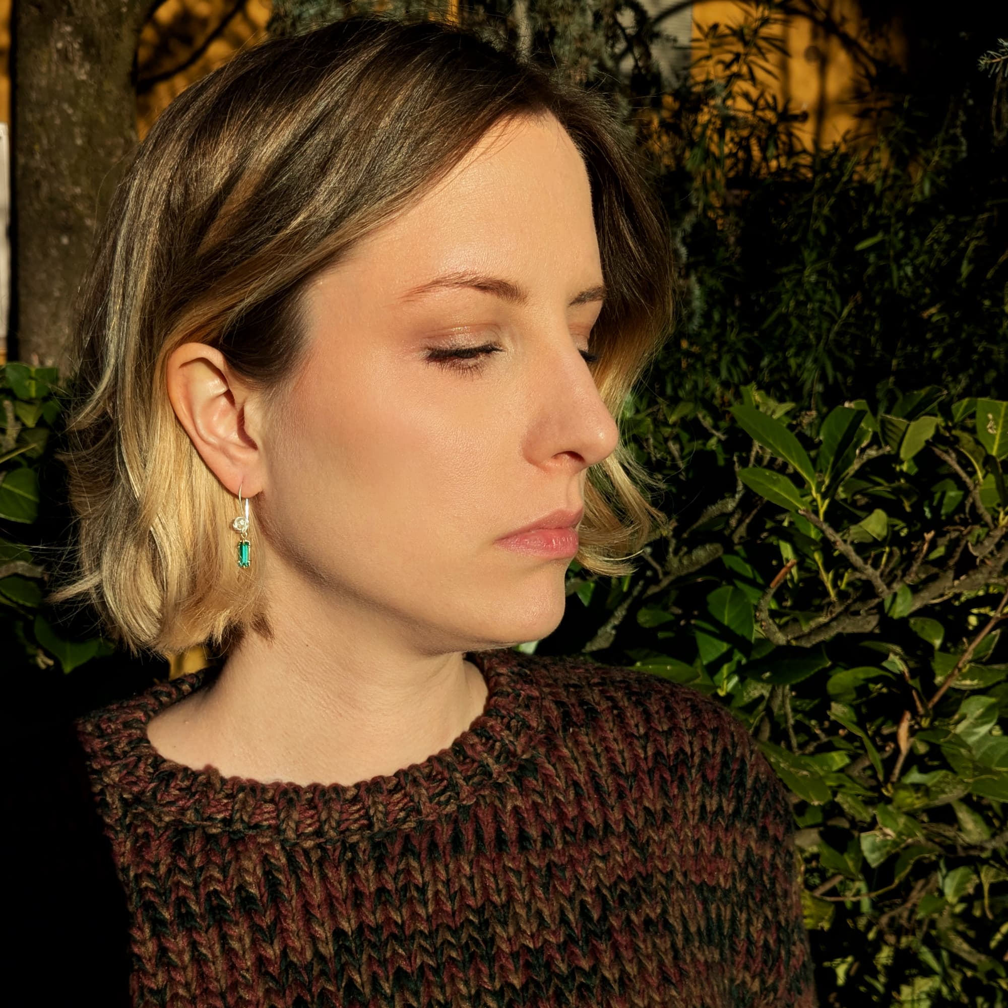 Rose Tourmaline Earrings Gold Silver Handmade