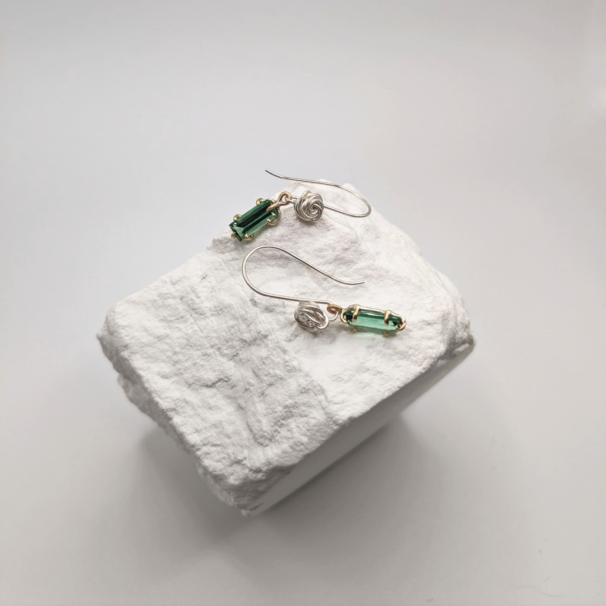 Rose Tourmaline Earrings Gold Silver Handmade
