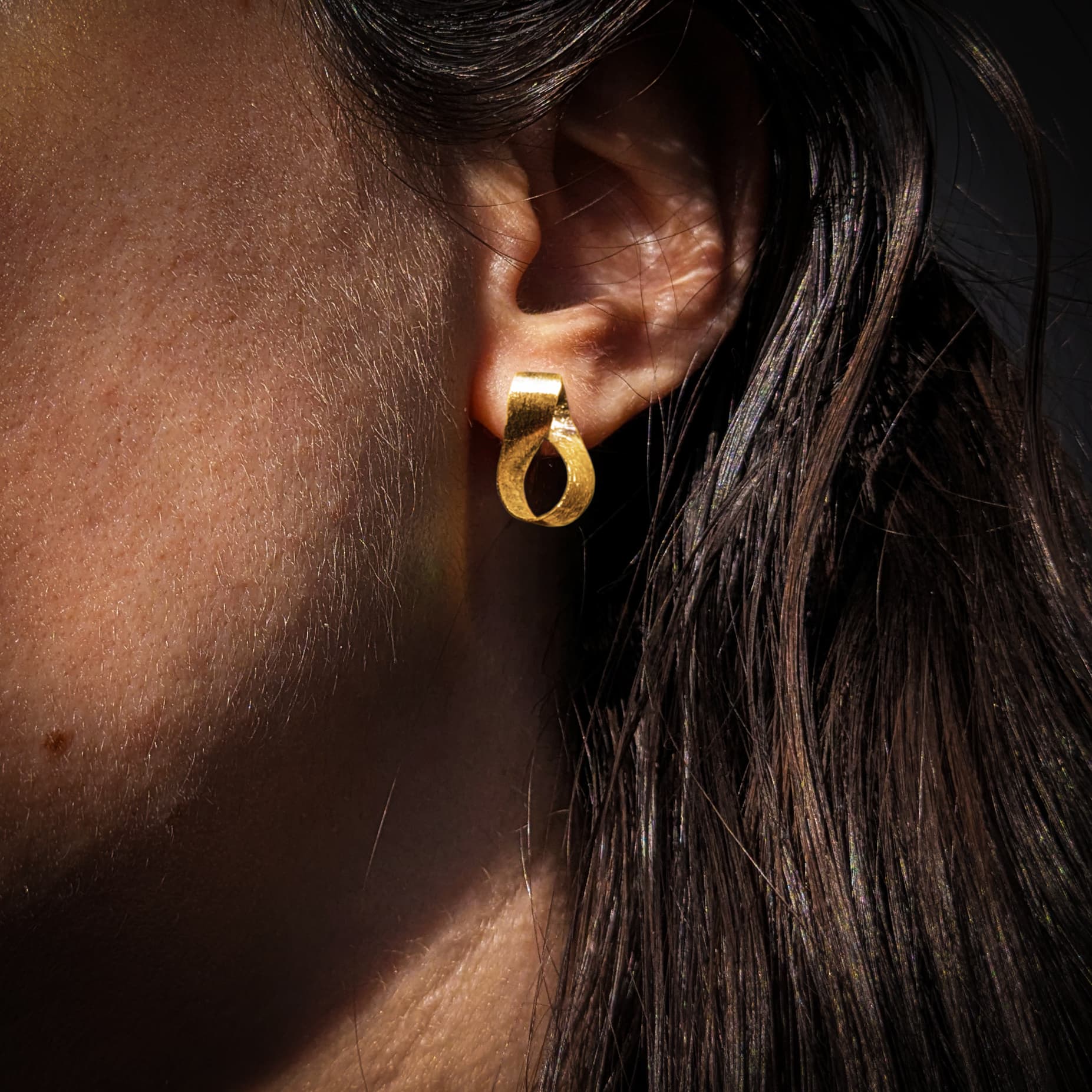Handmade Unique Post Earrings in 14k or 18k Gold
