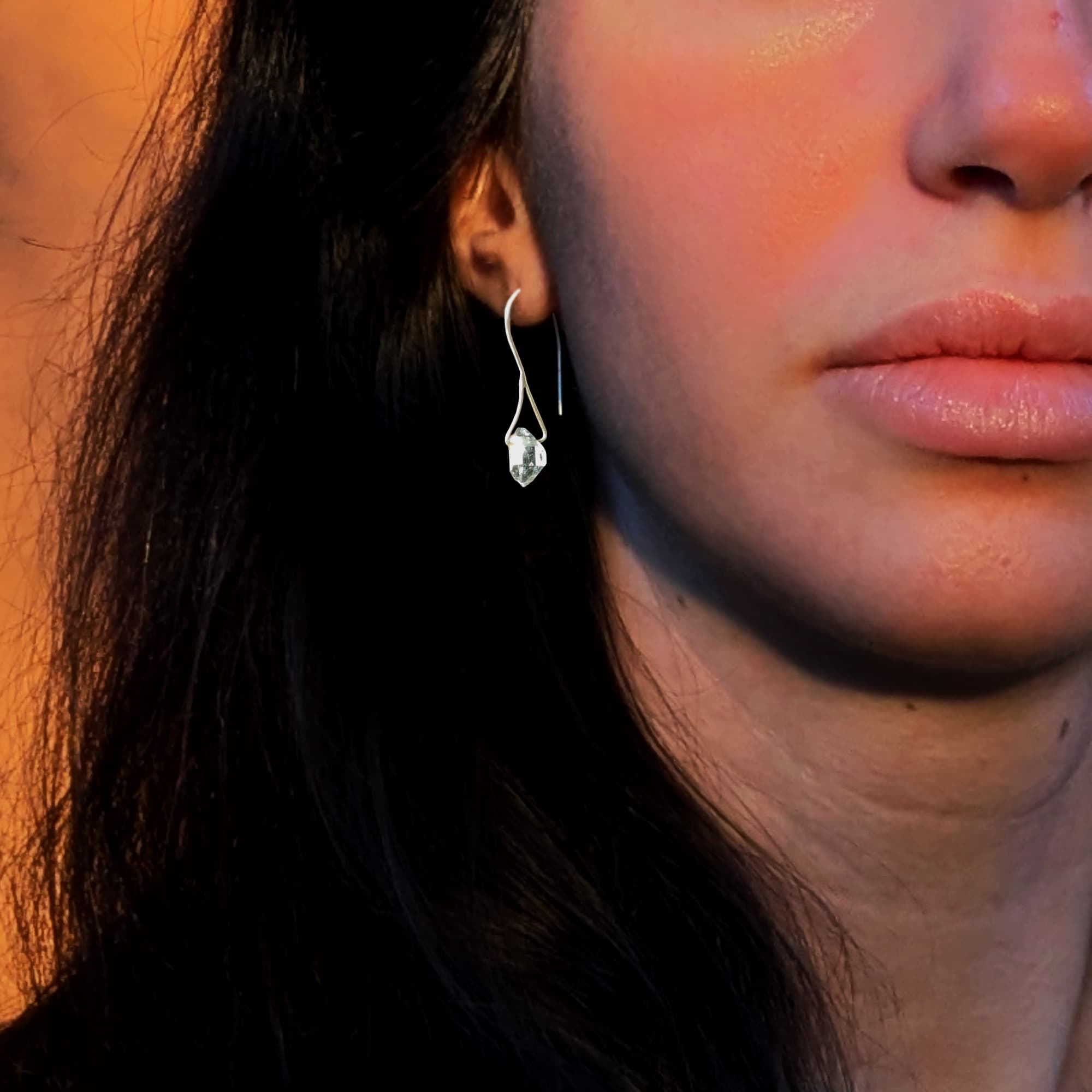 Herkimer Diamond Earrings Gold Silver Handmade