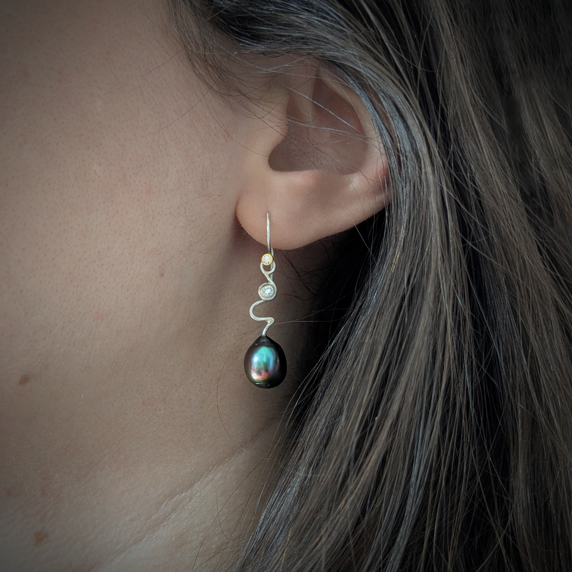 Tourmaline Earrings Gold Silver Handmade