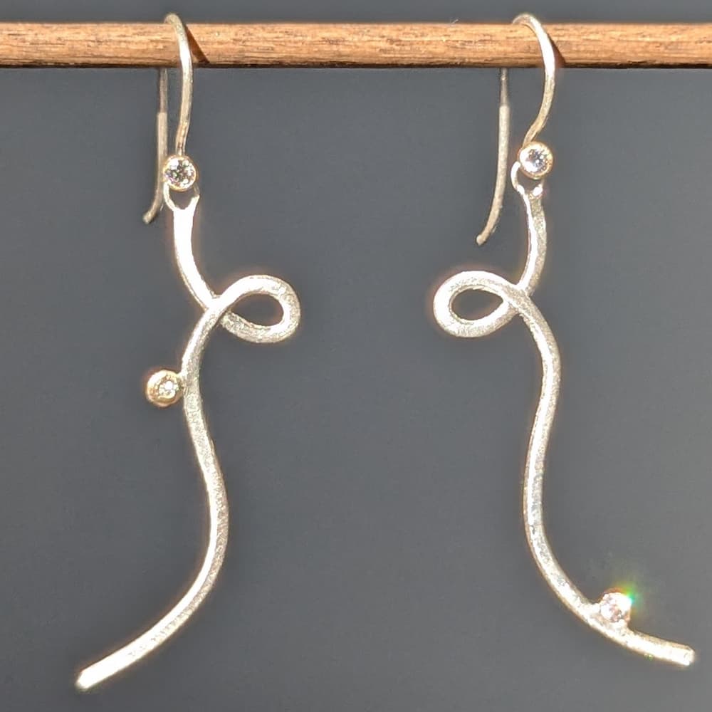 Handcrafted Diamonds Drop Earrings Gold Silver