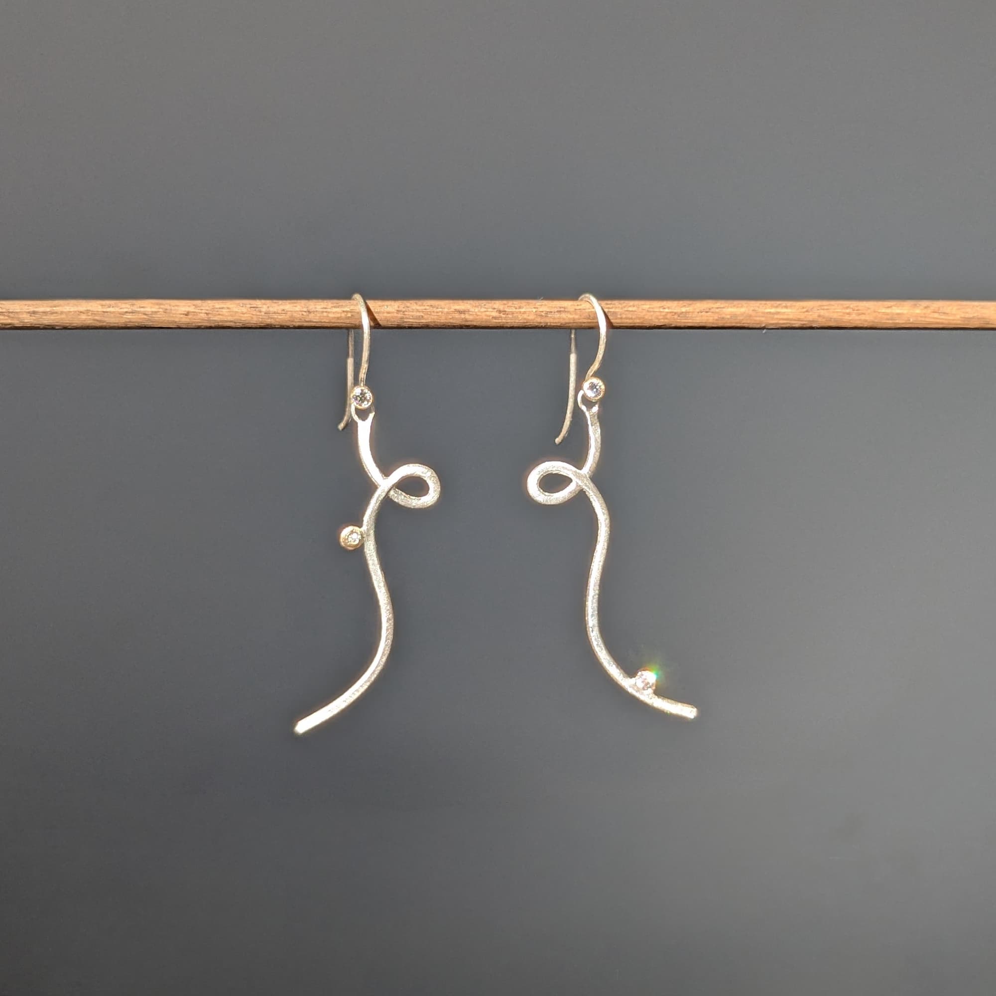 Handcrafted Diamonds Drop Earrings Gold Silver