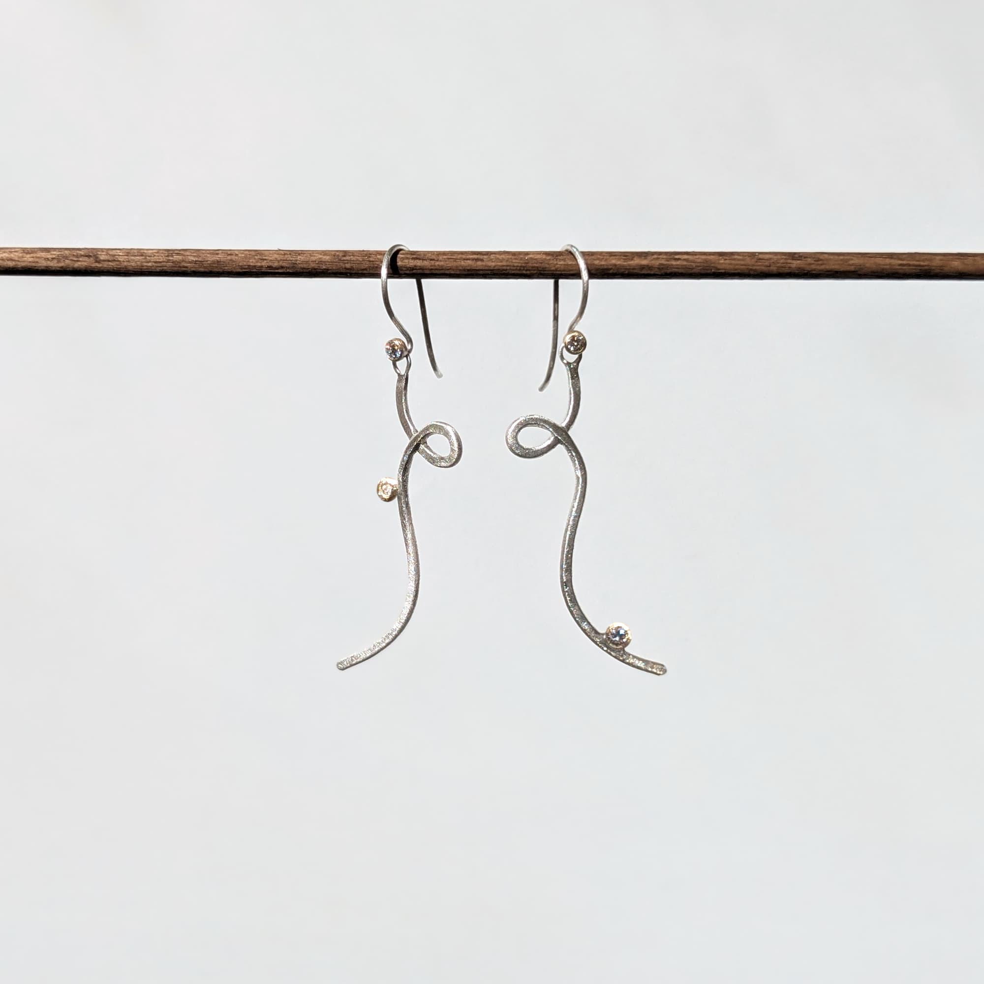 Handcrafted Diamonds Drop Earrings Gold Silver