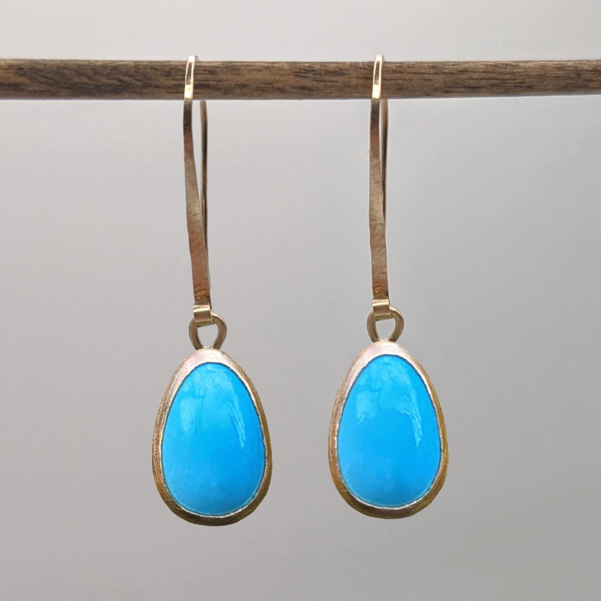 Turquoise Drop Earrings Gold Handmade