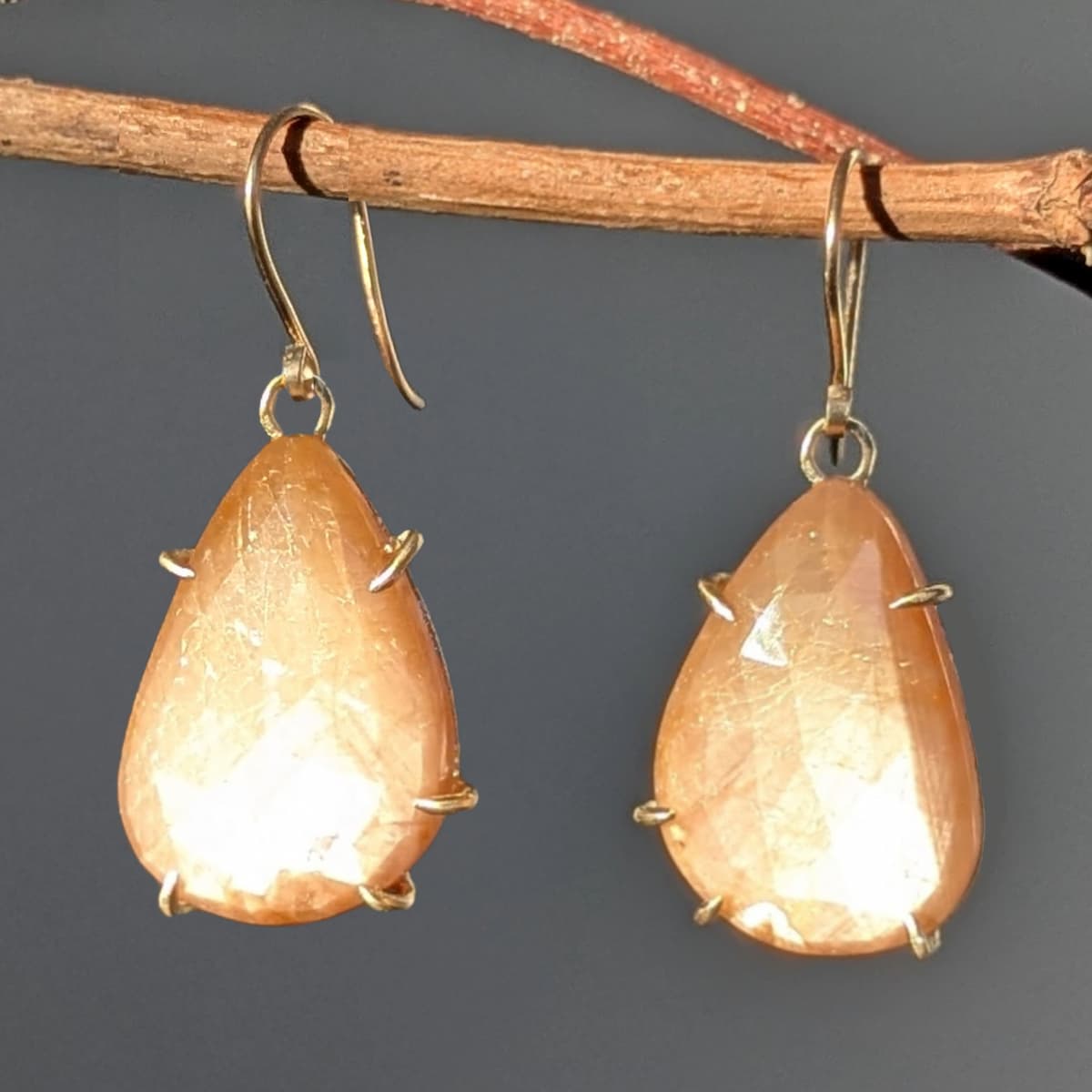 Sapphire Drop Earrings Gold Silver Handmade