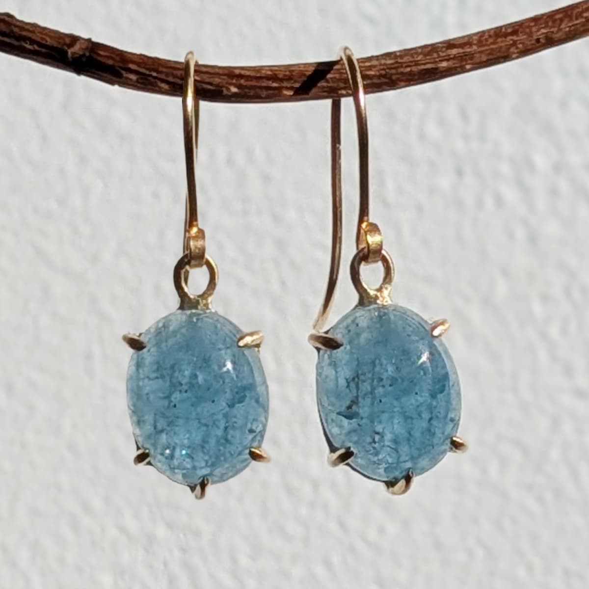 Aquamarine Drop Earrings Gold Silver Handmade