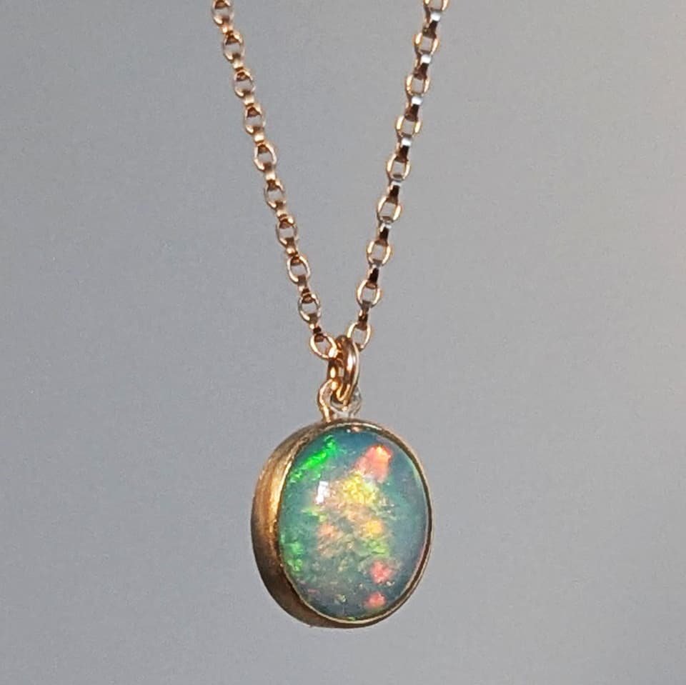 Handmade Opal Necklace in Gold 14k 18k