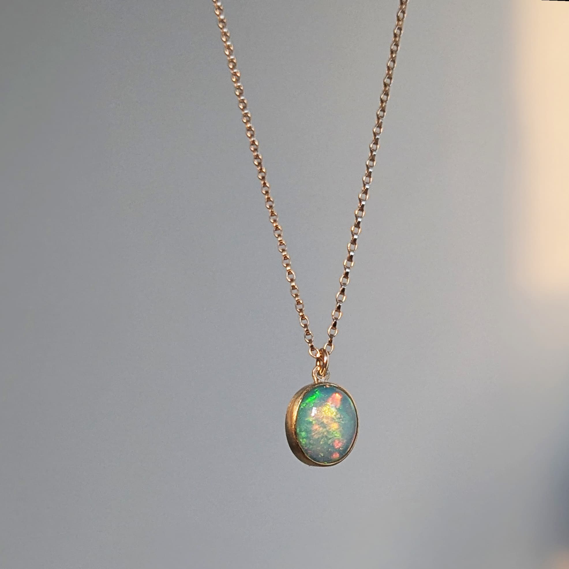 Handmade Opal Necklace in Gold 14k 18k