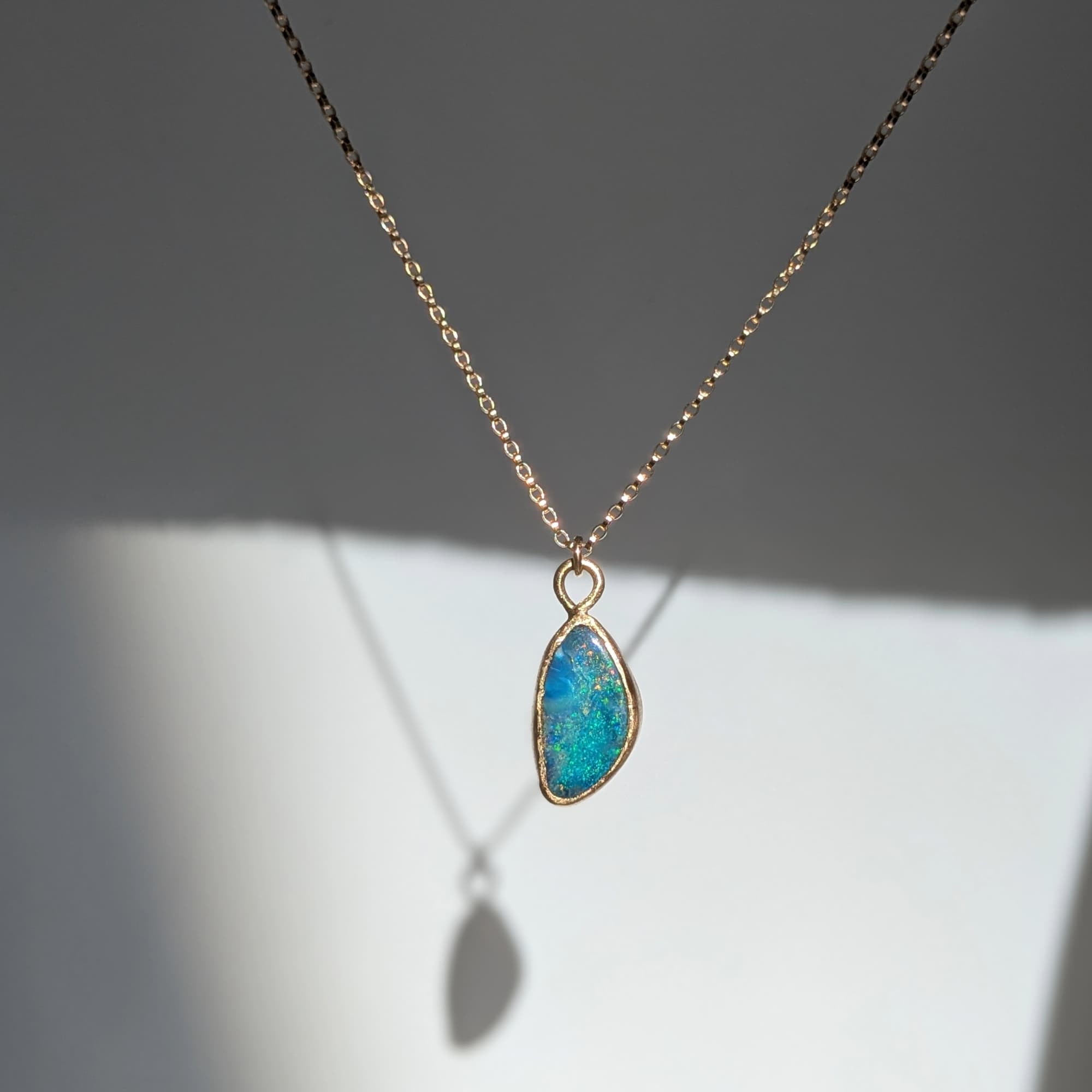 Handmade Gold Opal Necklace