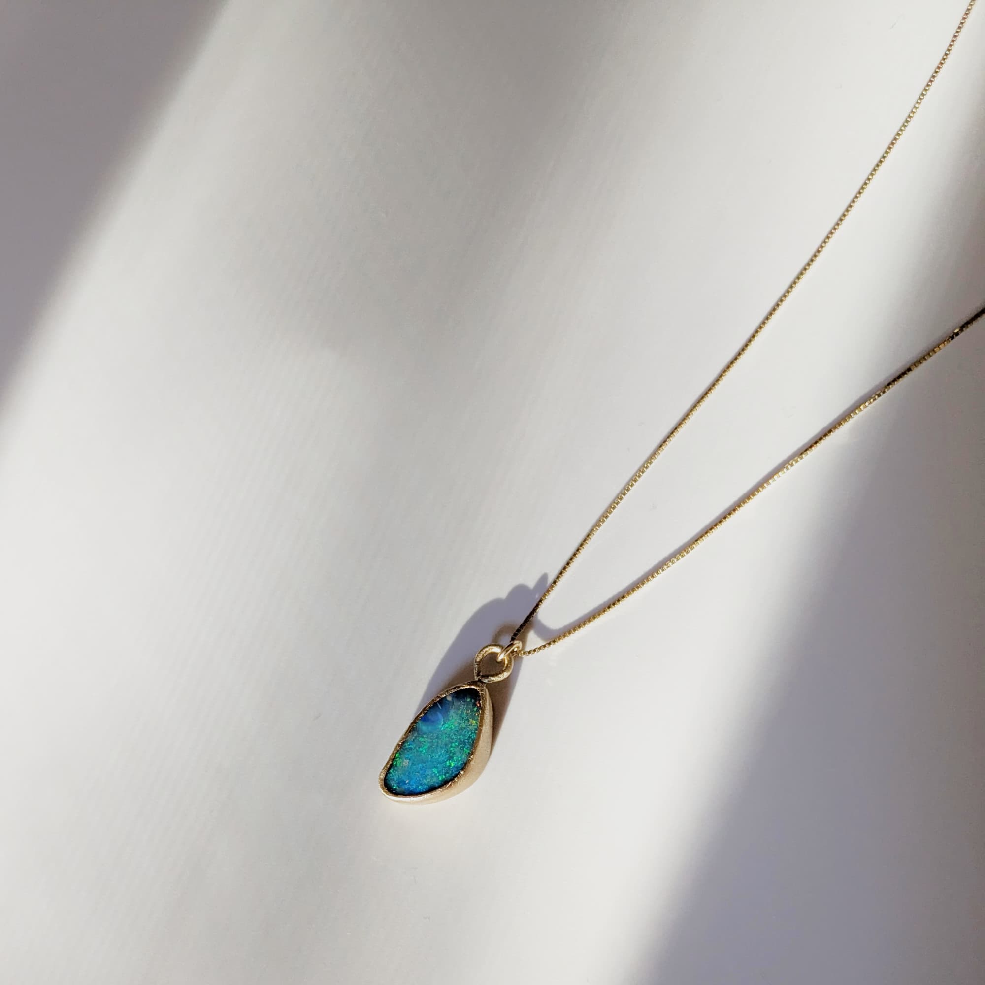 Handmade Gold Opal Necklace