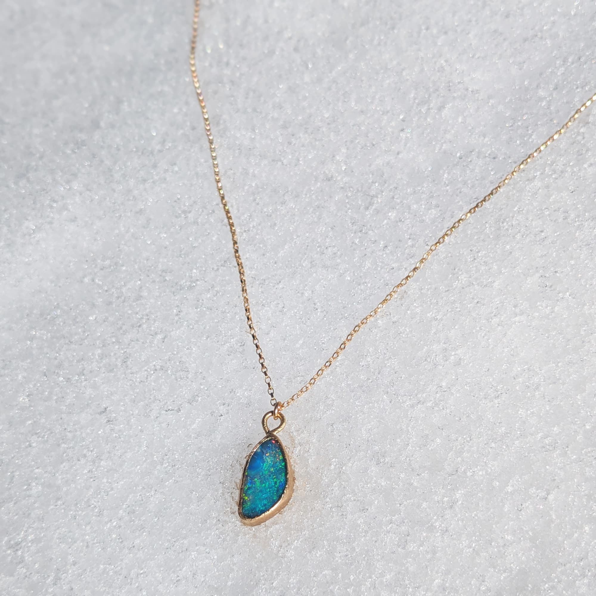 Handmade Gold Opal Necklace