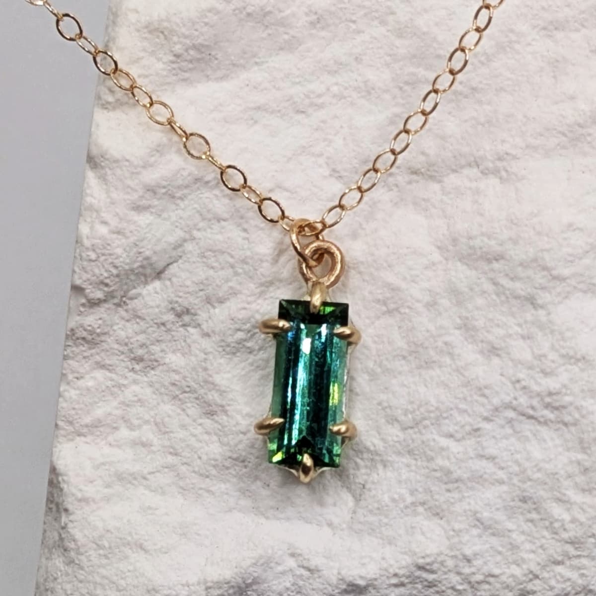 Tourmaline Necklace Gold Silver Handmade