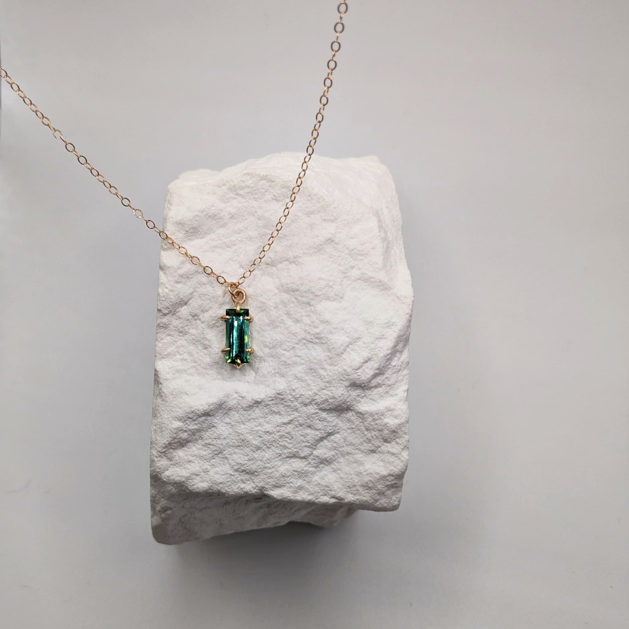 Tourmaline Necklace Gold Silver Handmade