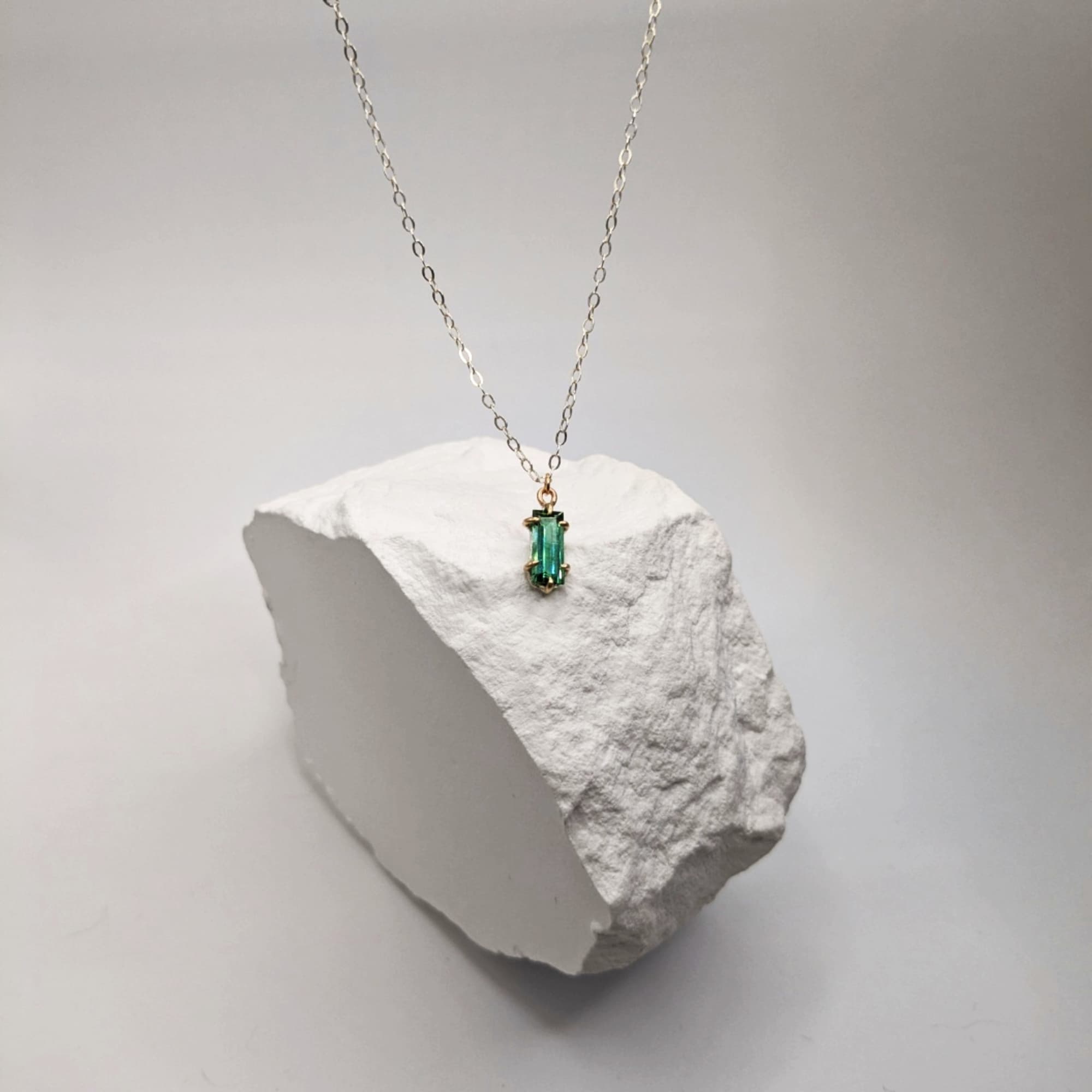 Tourmaline Necklace Gold Silver Handmade