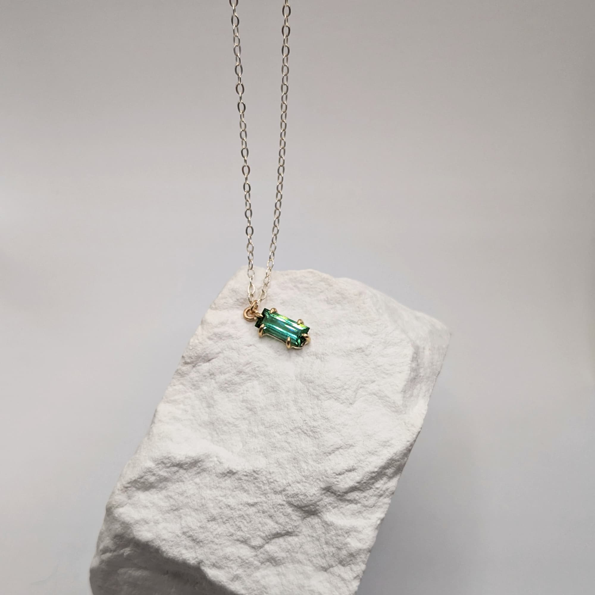 Tourmaline Necklace Gold Silver Handmade