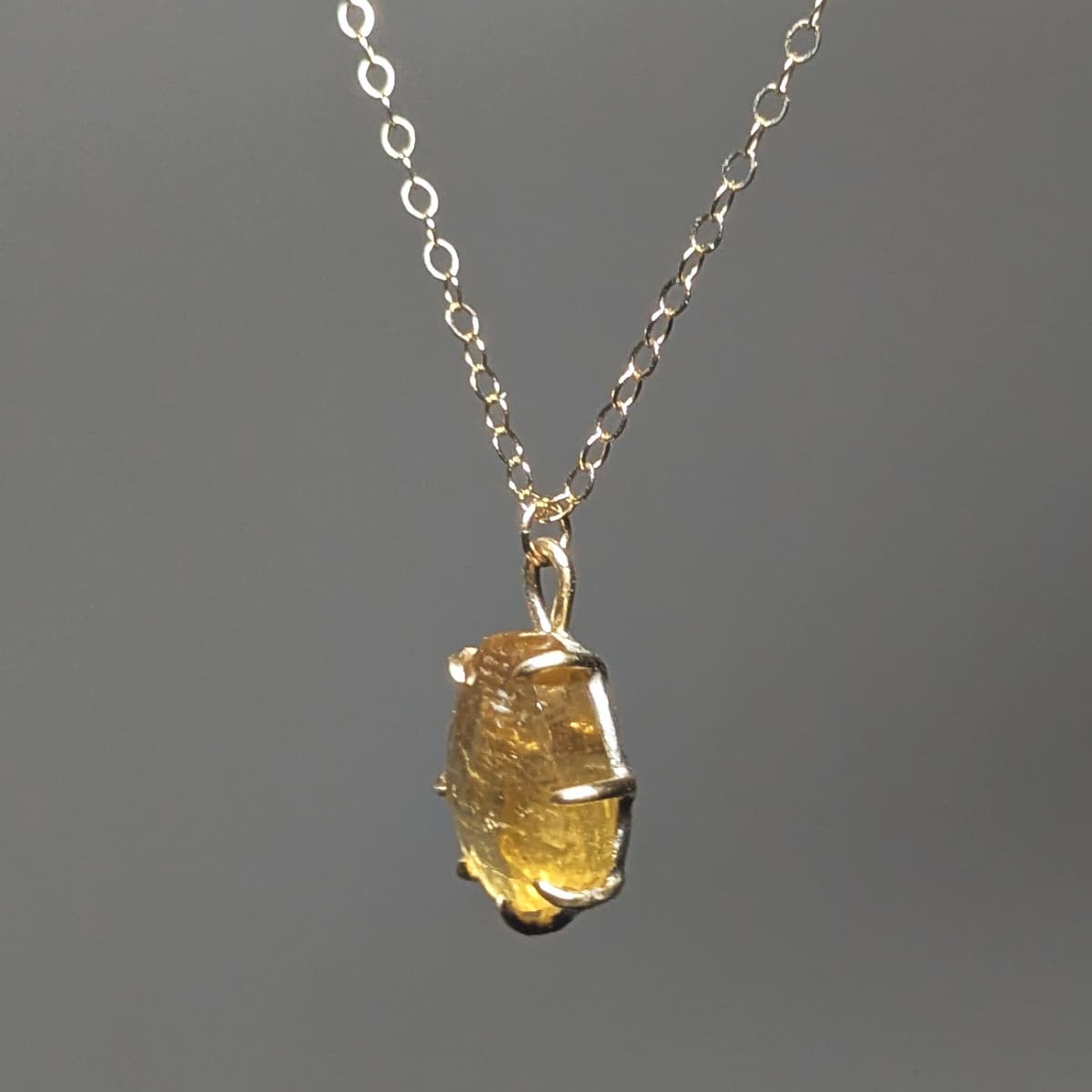 Citrine Necklace Gold Silver Handmade