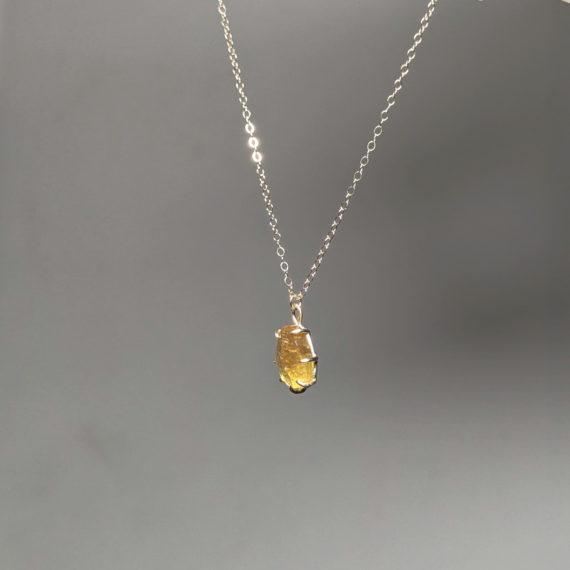 Citrine Necklace Gold Silver Handmade
