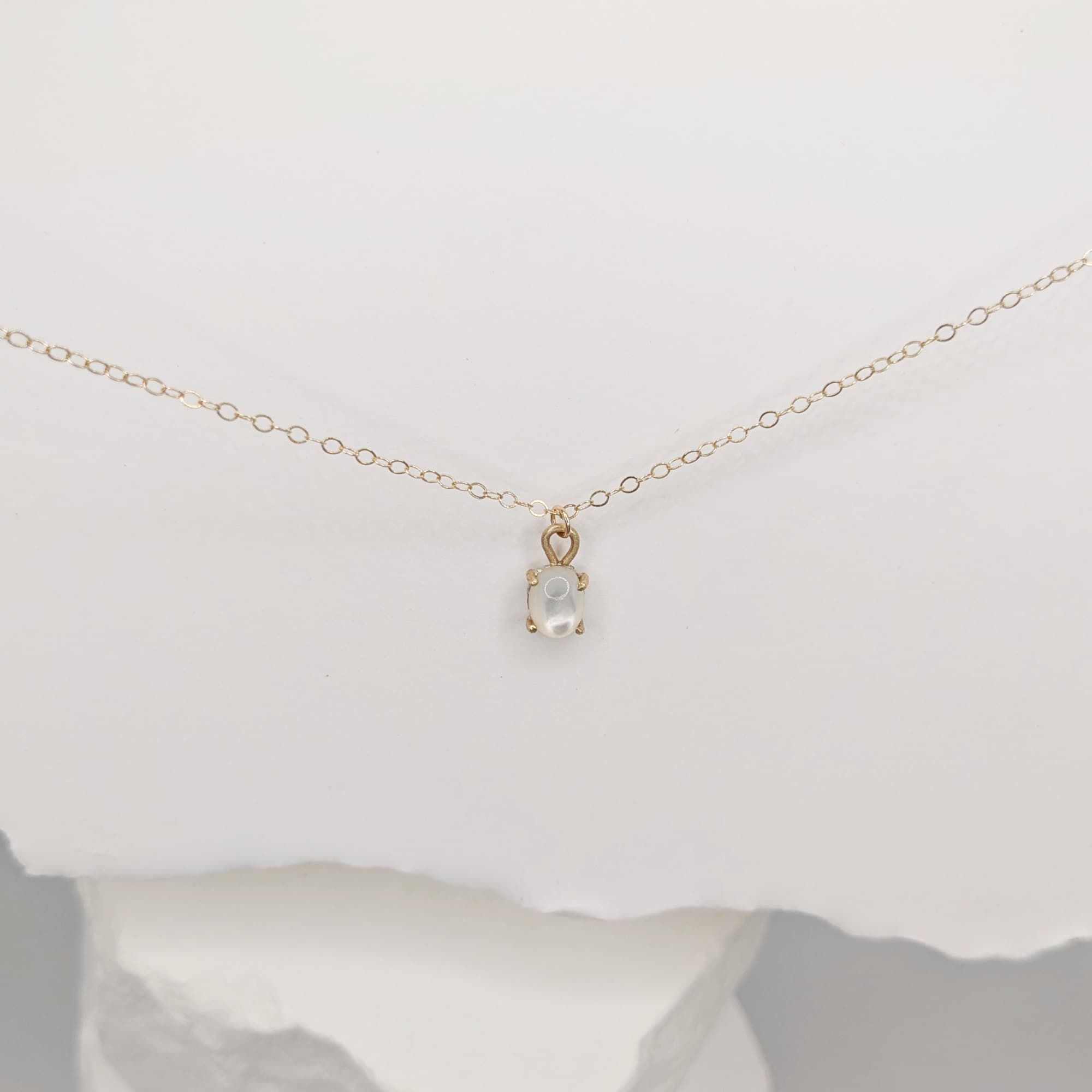 Mother of Pearl Necklace Gold Silver Handmade