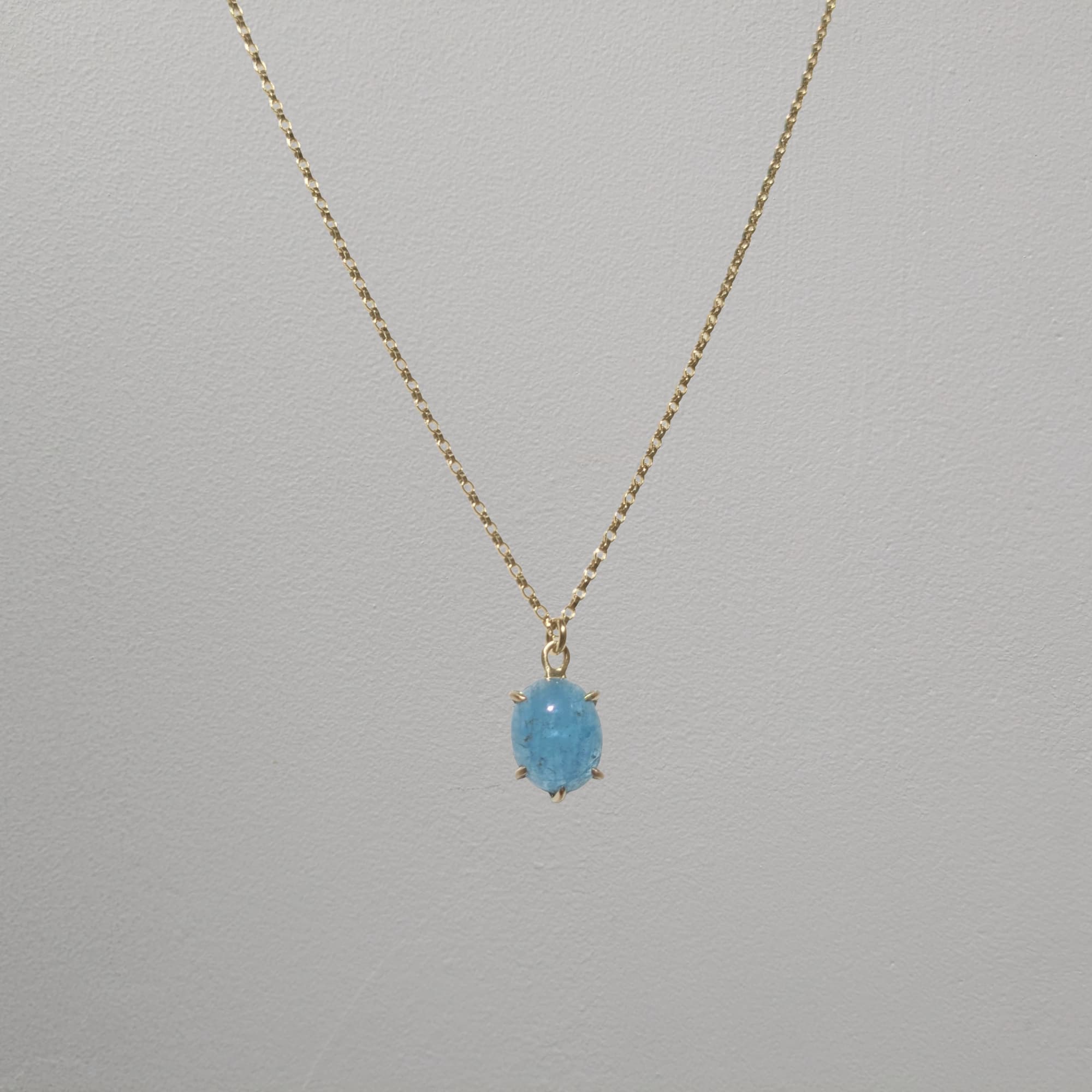 Aquamarine Necklace Gold Silver Handmade