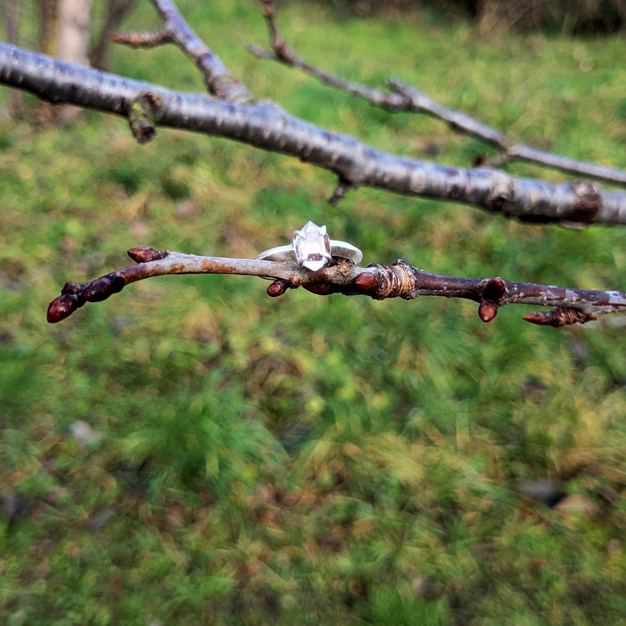 Handmade Herkimer Diamond Ring Gold Silver
