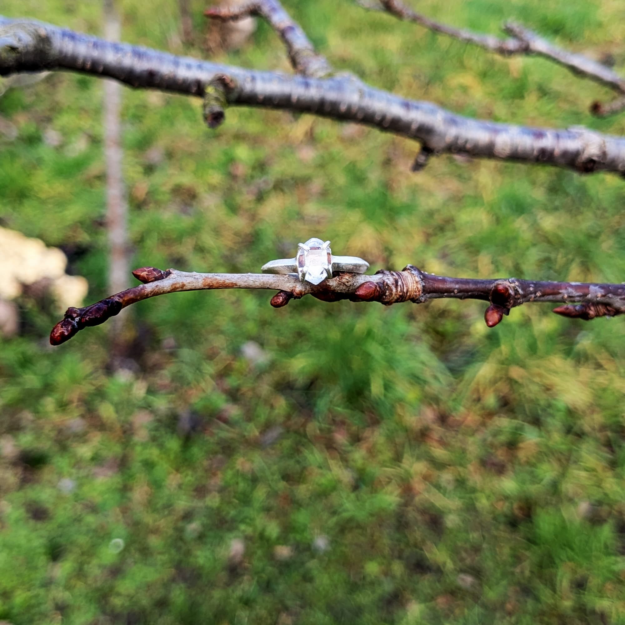 Handmade Herkimer Diamond Ring Gold Silver
