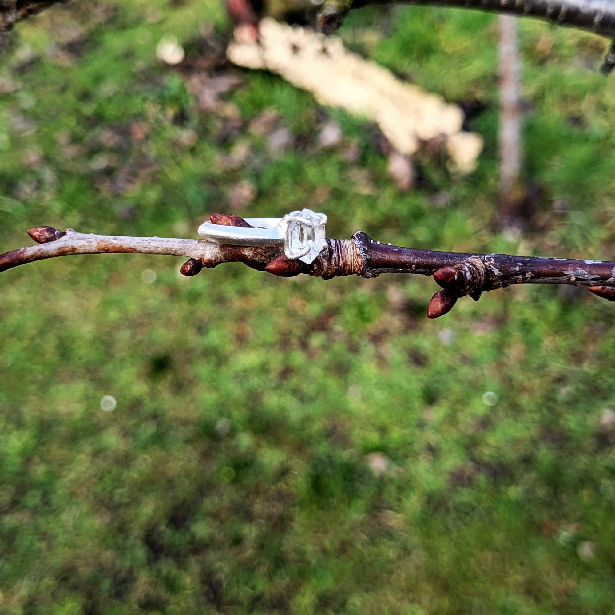 Handmade Herkimer Diamond Ring Gold Silver