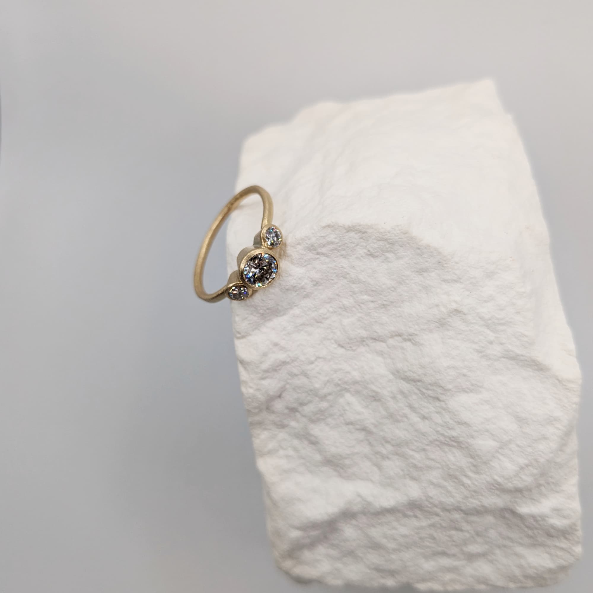 Unique Diamond Gold Engagement Ring Handmade