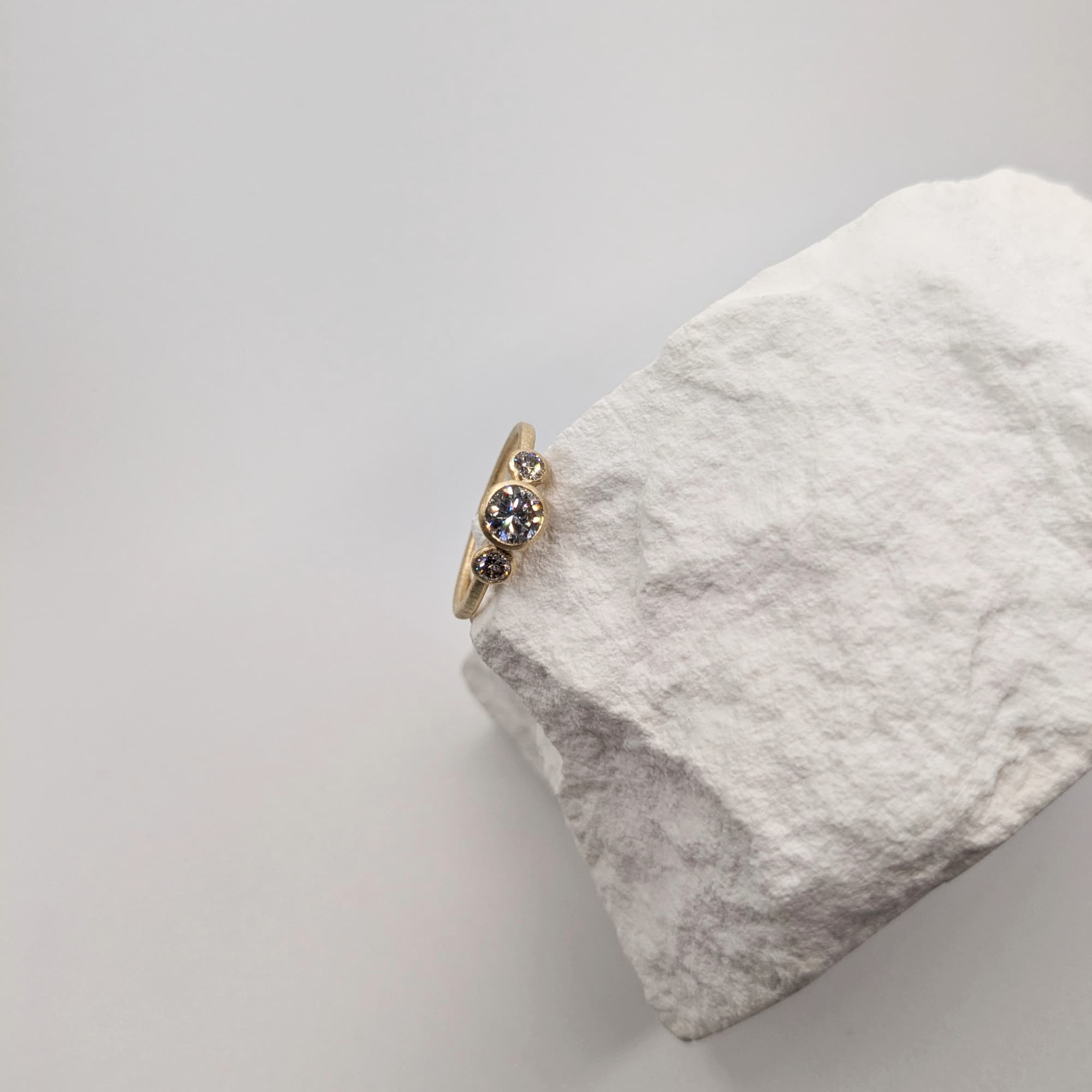 Unique Diamond Gold Engagement Ring Handmade