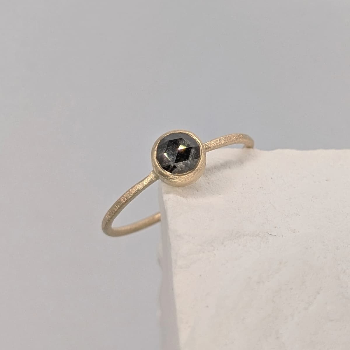 Peppery Diamond Gold Ring Handmade