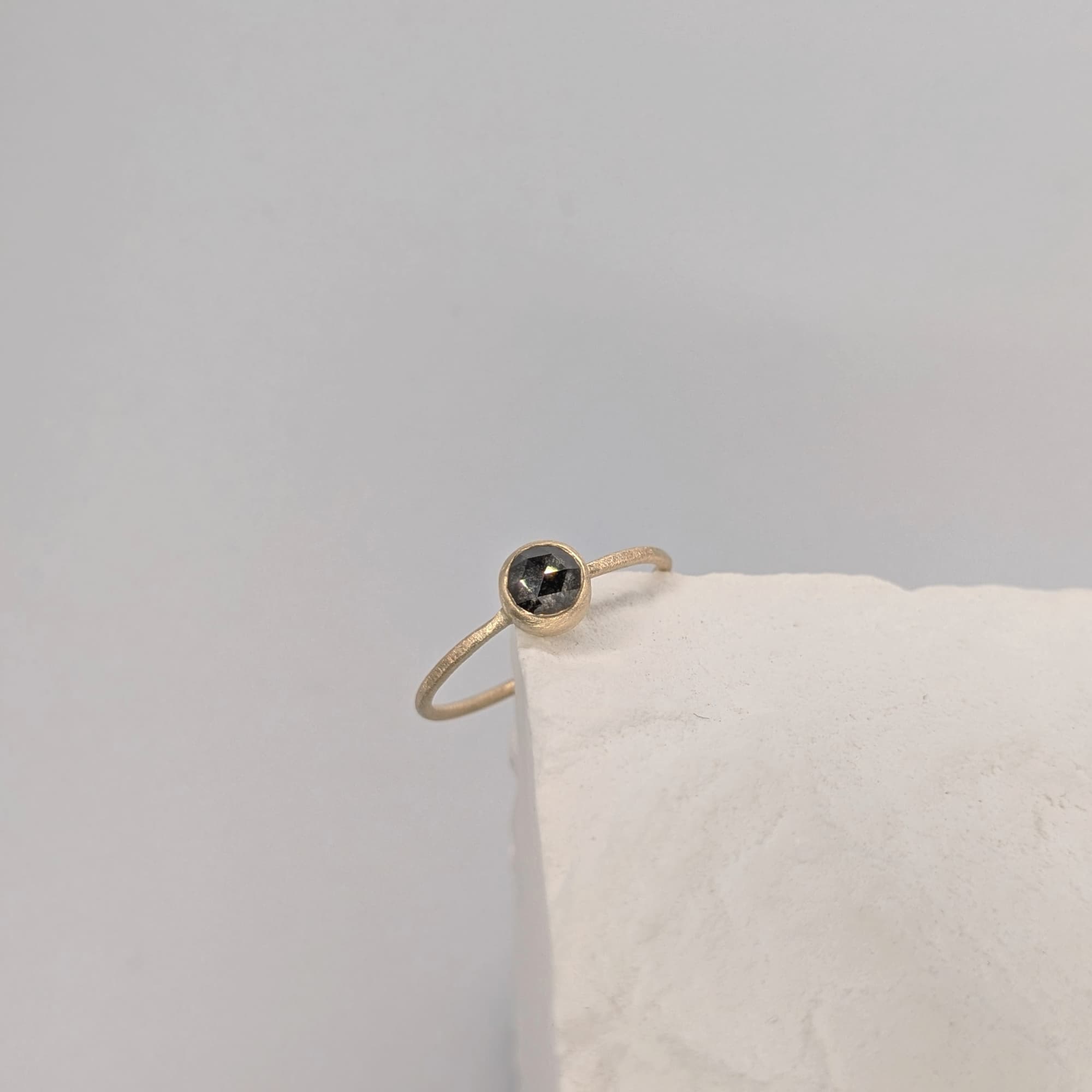 Peppery Diamond Gold Ring Handmade