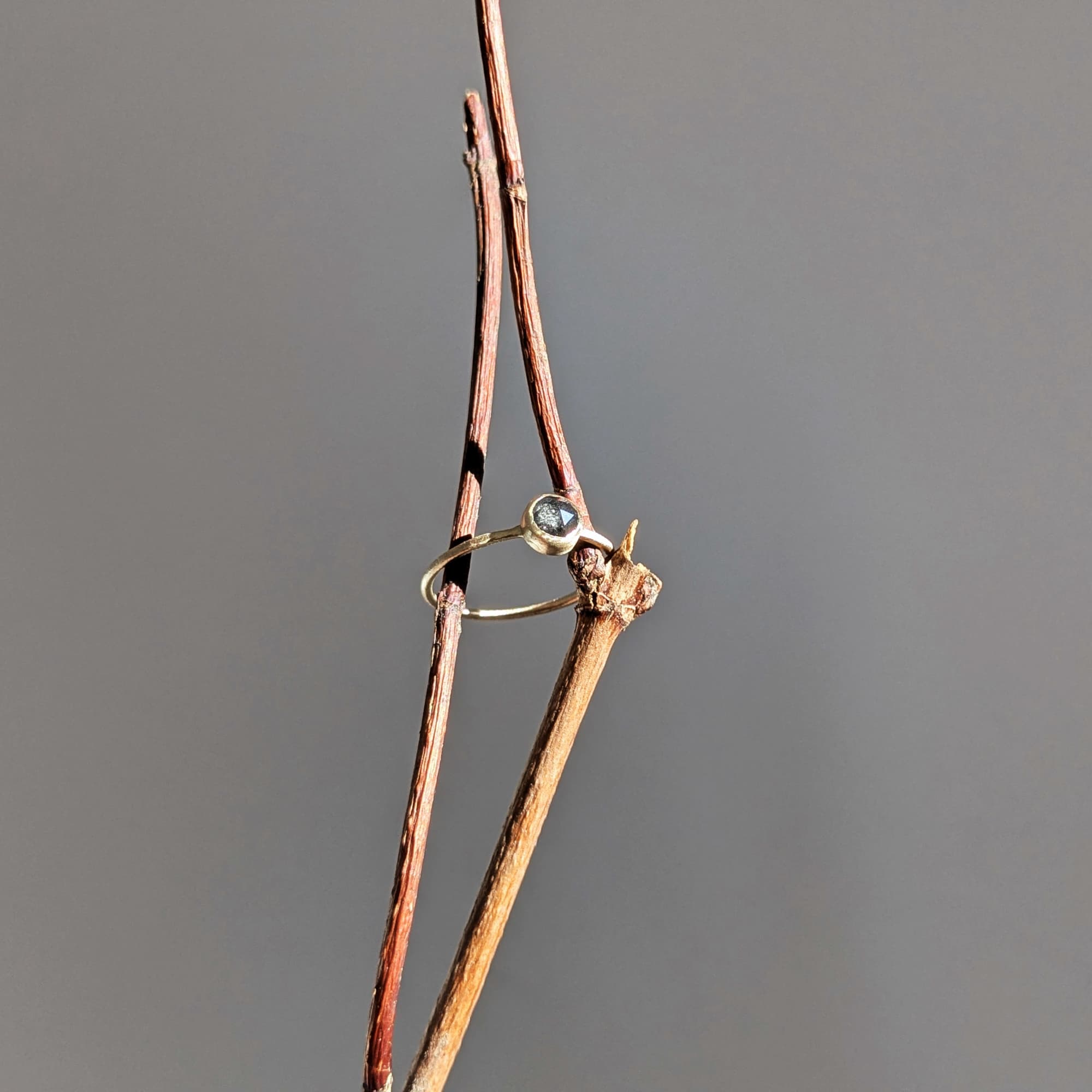 Peppery Diamond Gold Ring Handmade