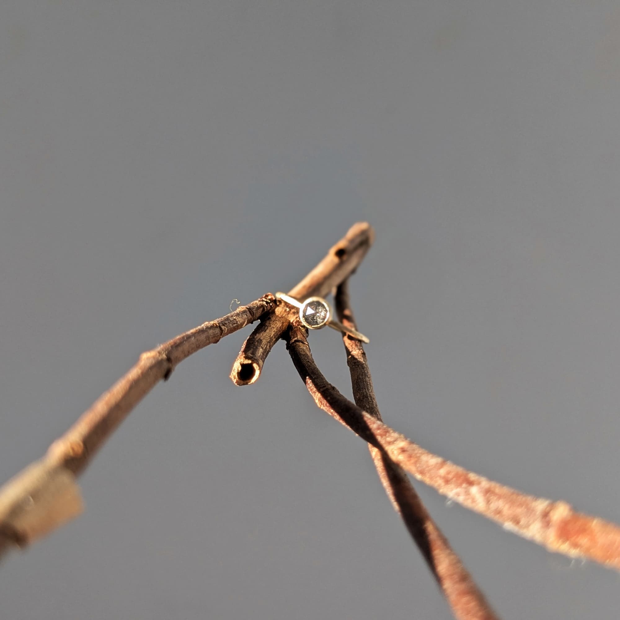 Peppery Diamond Gold Ring Handmade