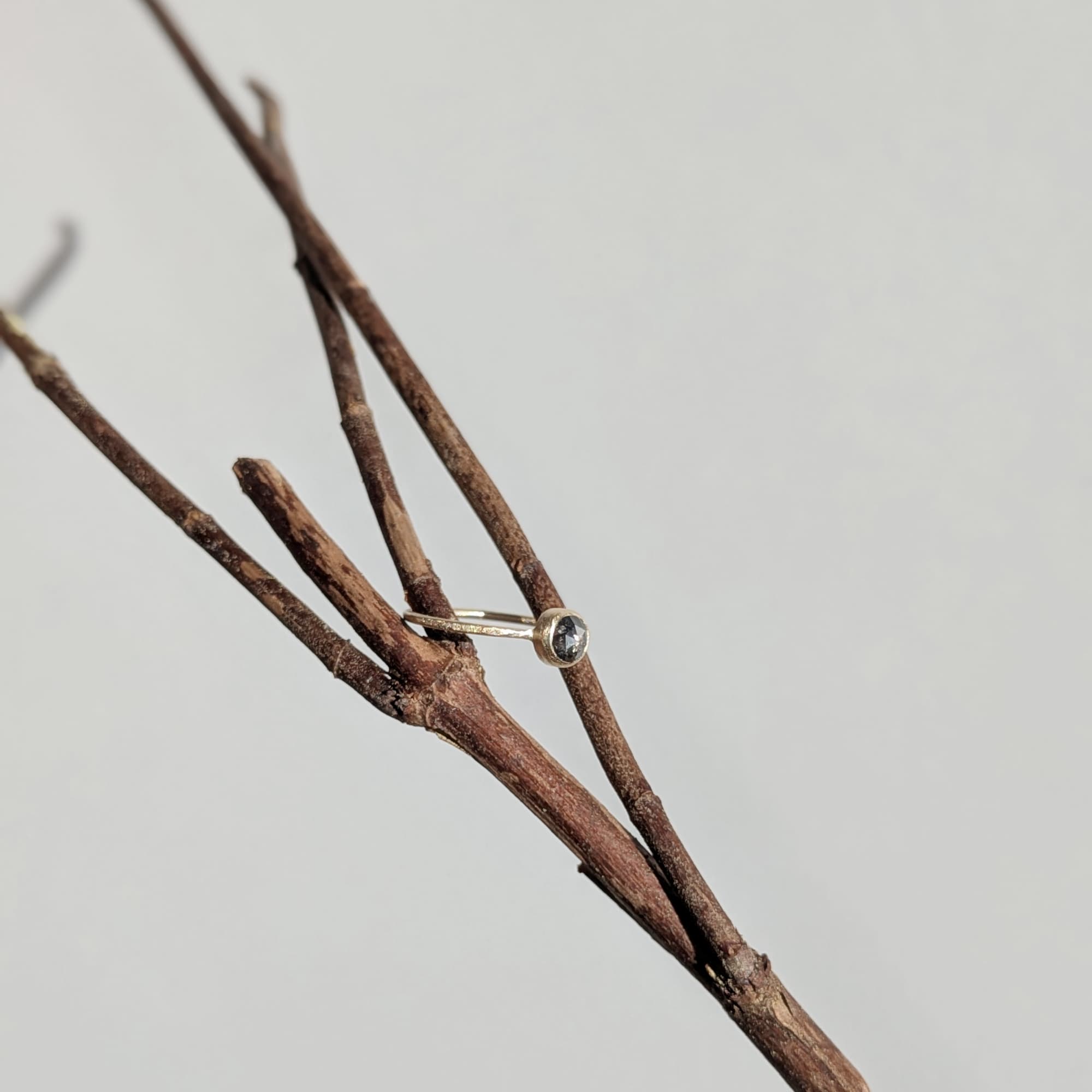 Peppery Diamond Gold Ring Handmade