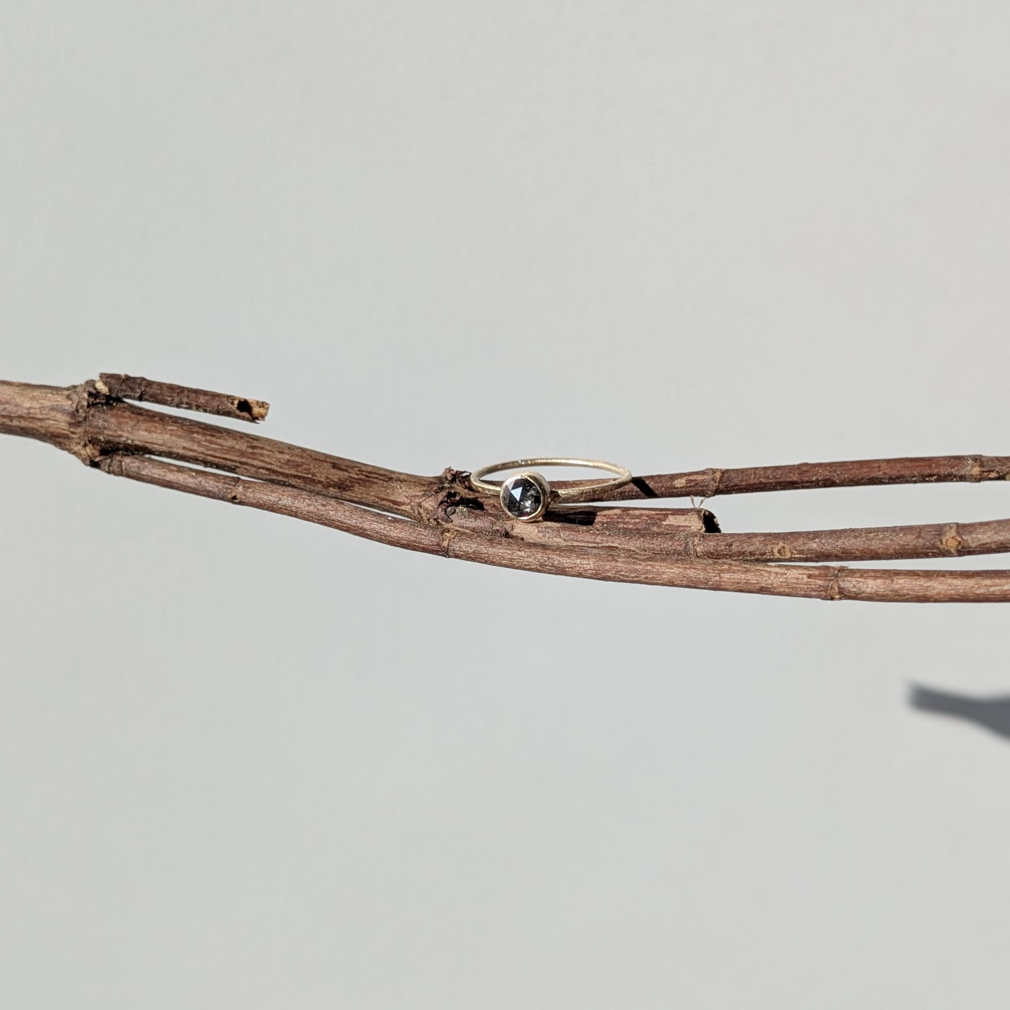 Peppery Diamond Gold Ring Handmade