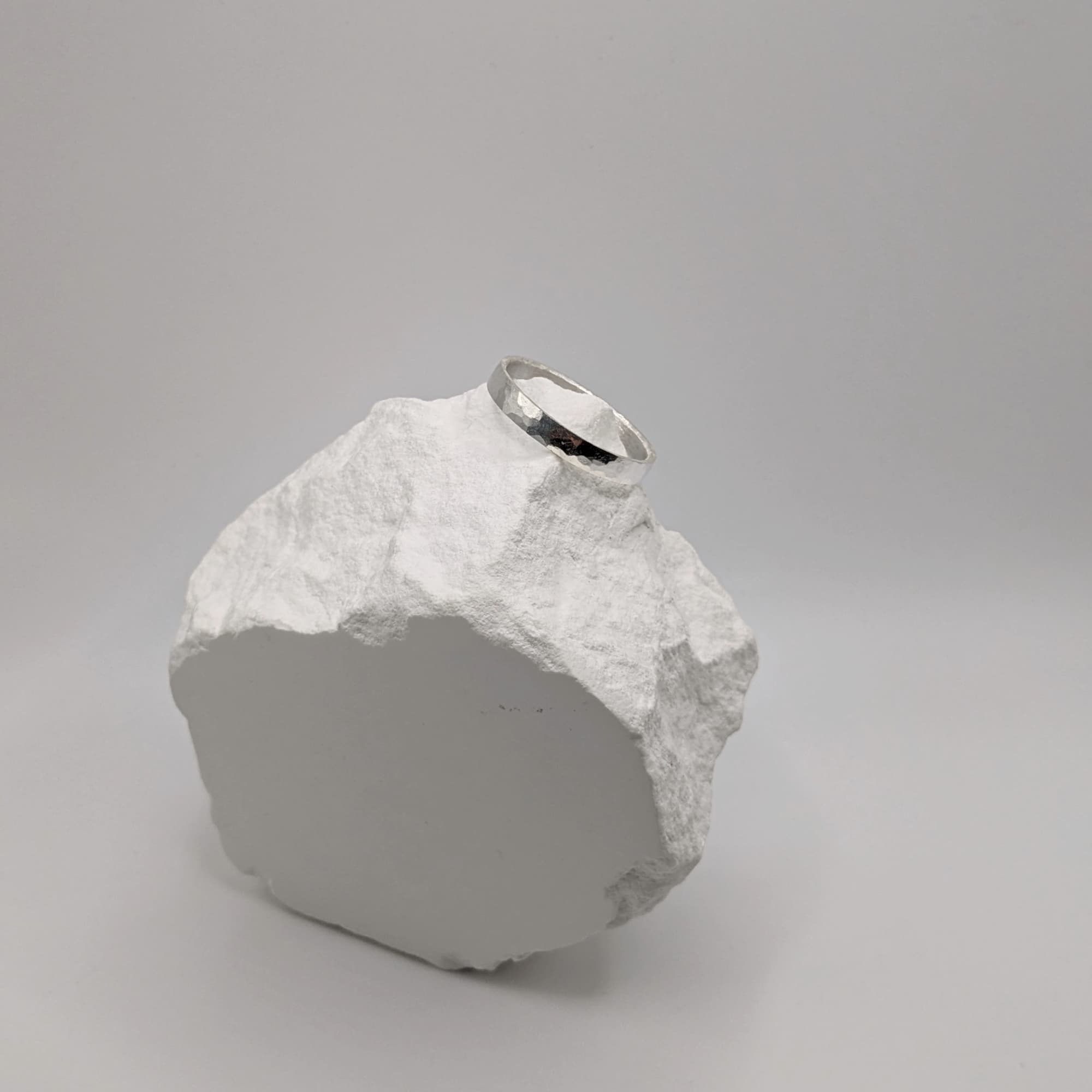 Platinum Hammered Wedding Band Handmade