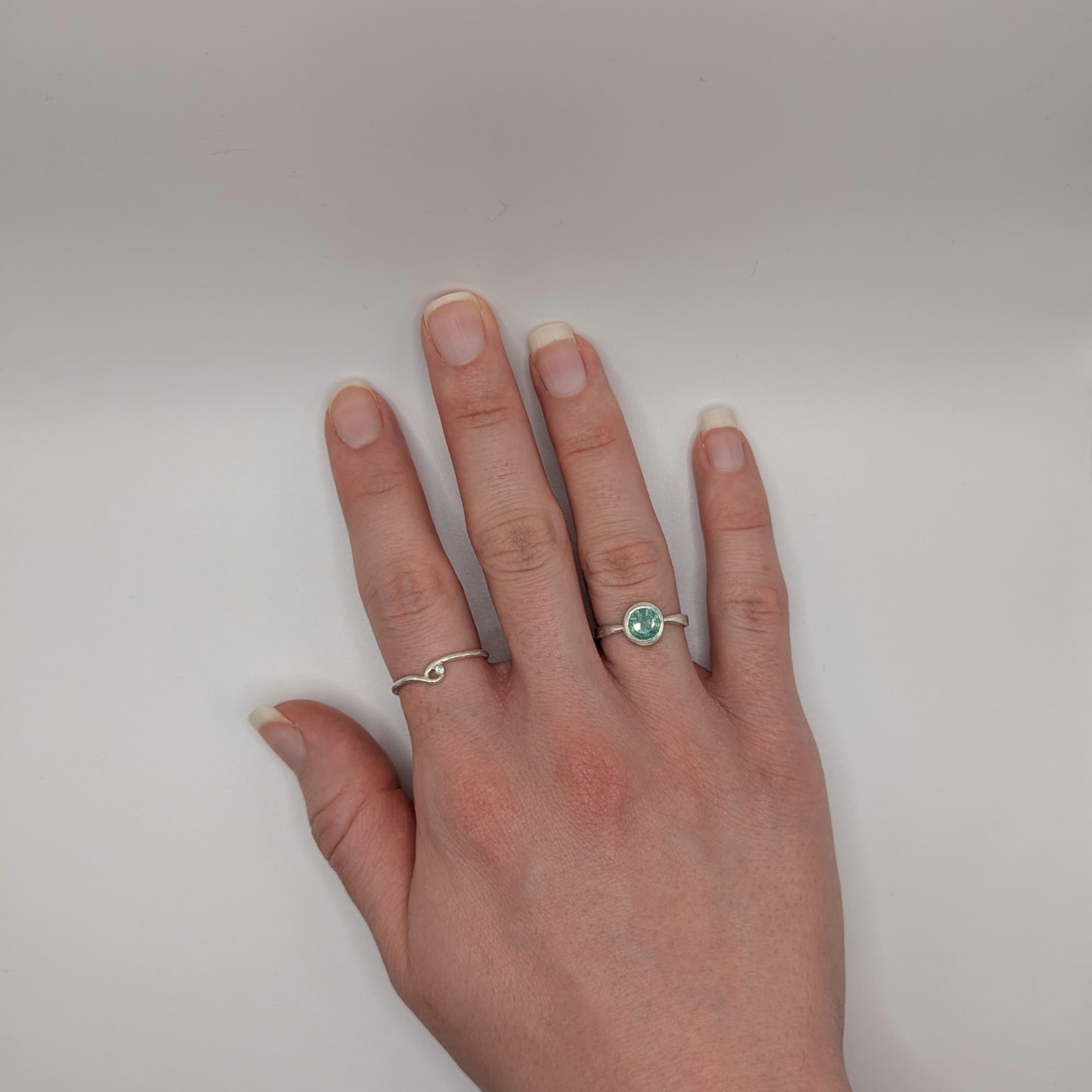 Gold Diamond Ring Silver Handmade