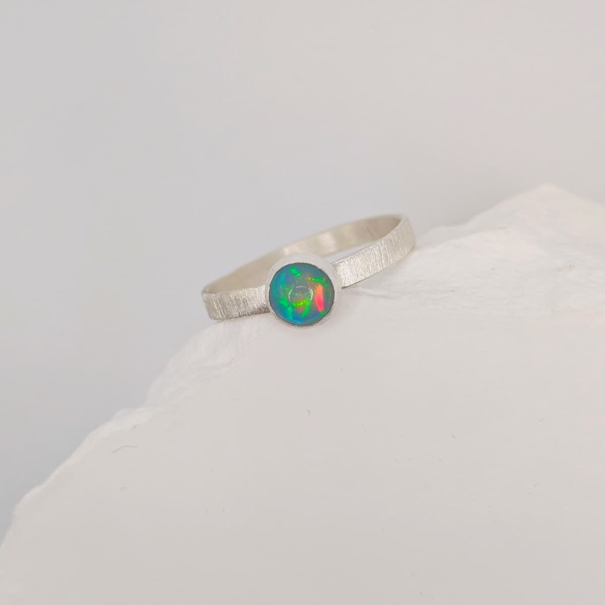 Opal Ring Gold Silver Handmade
