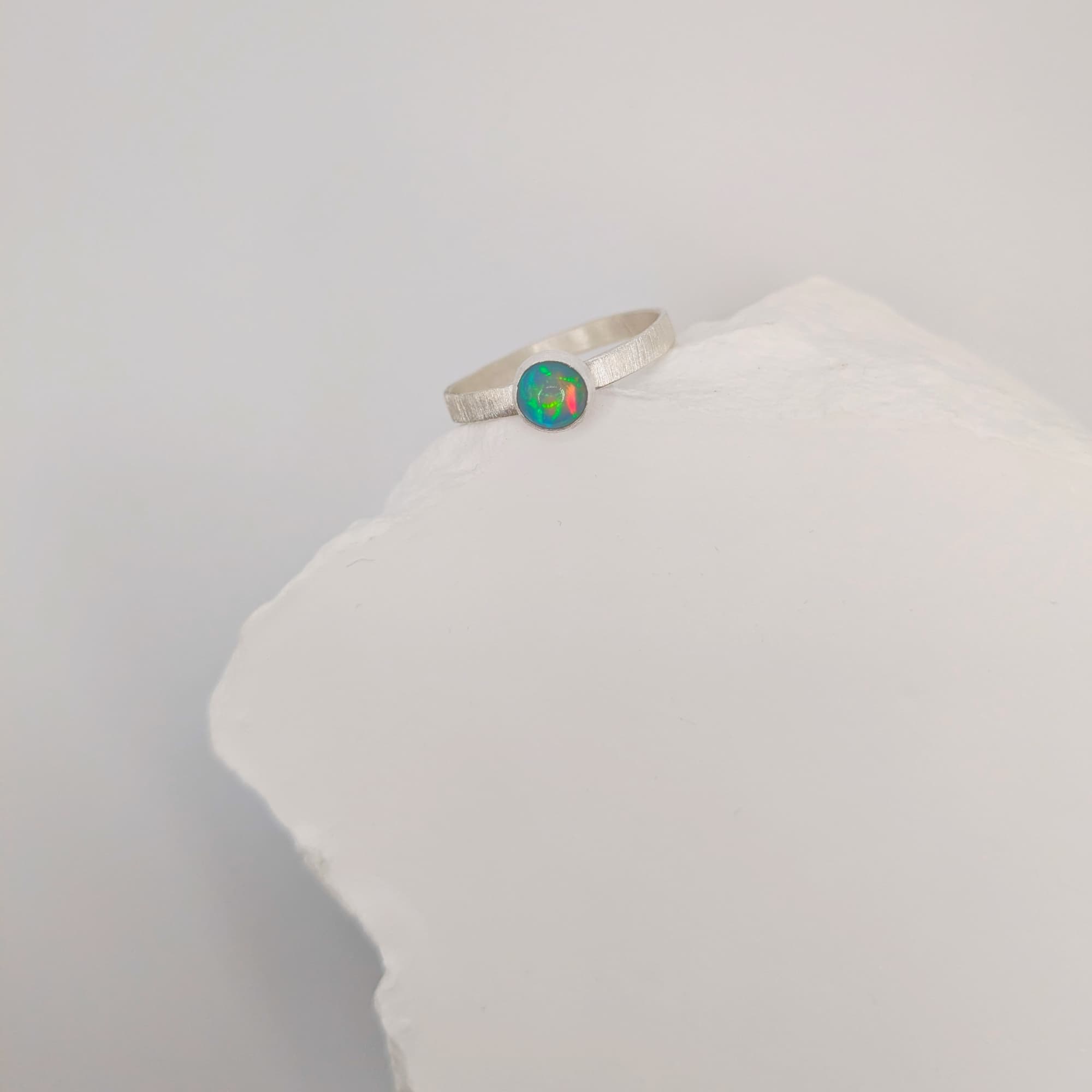 Opal Ring Gold Silver Handmade