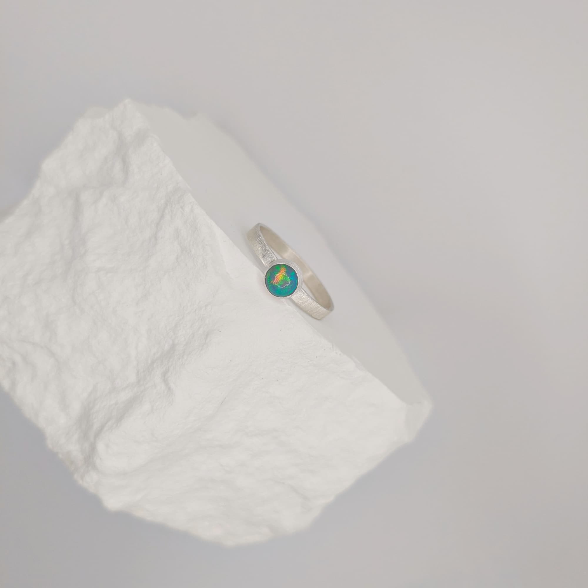 Opal Ring Gold Silver Handmade