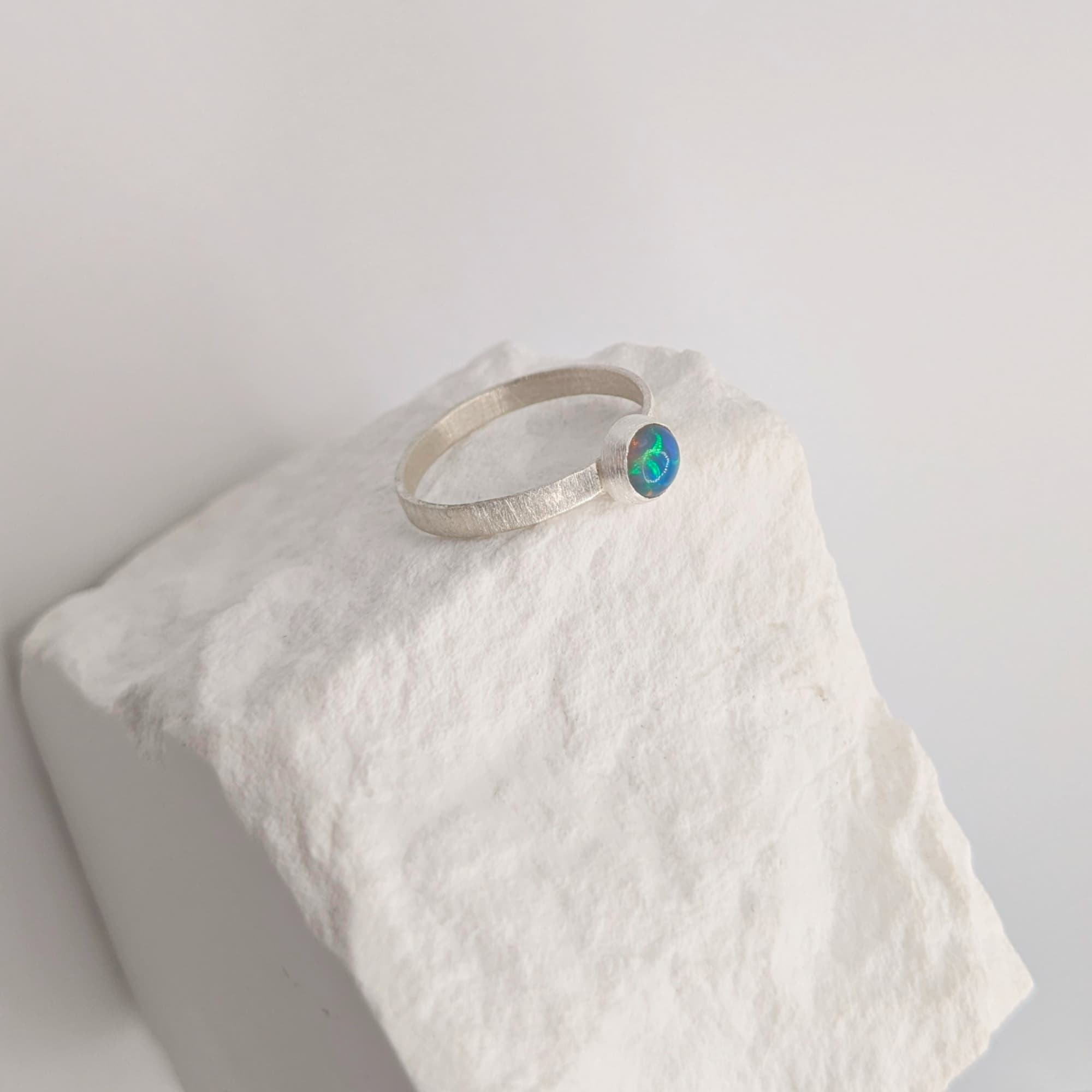 Opal Ring Gold Silver Handmade